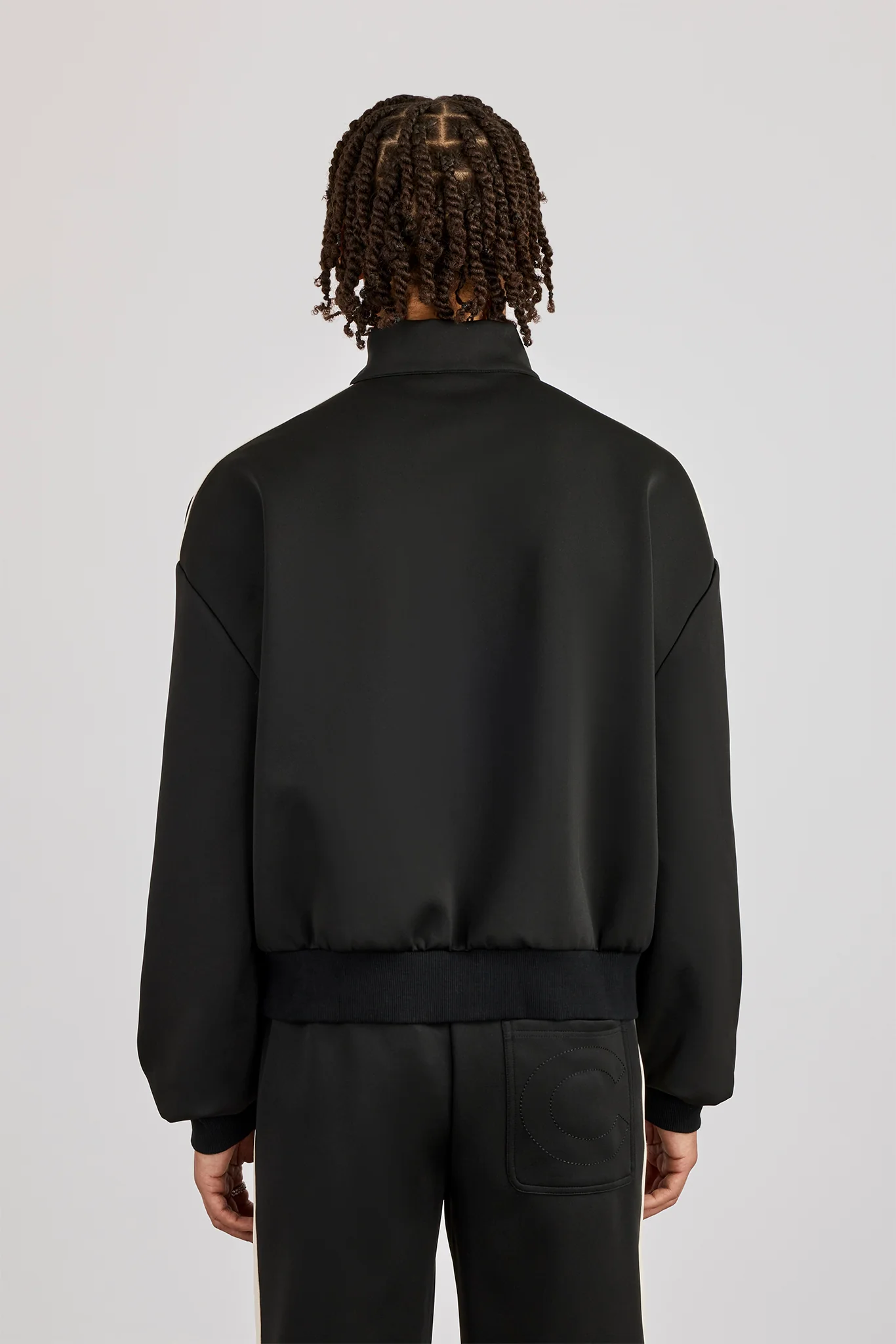 Half Zip Funnel Neck With Side Panel - Black - Image 3