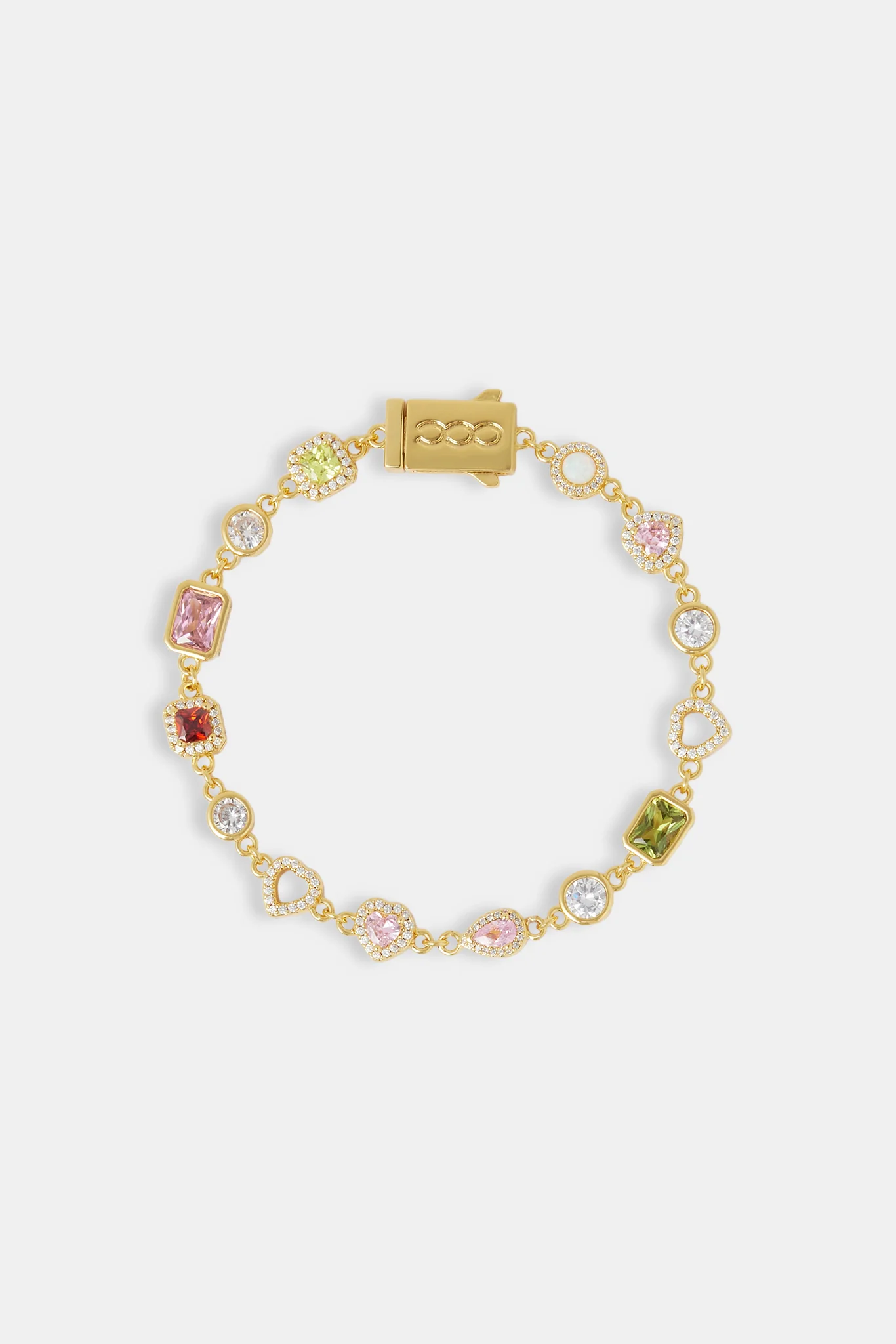 Heart Outline Micro Multi Gemstone Bracelet - 6mm - Image 2