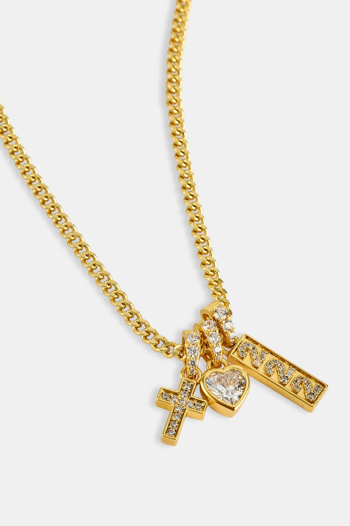 Heart Triple Motif Necklace - 12mm - Gold - Image 4