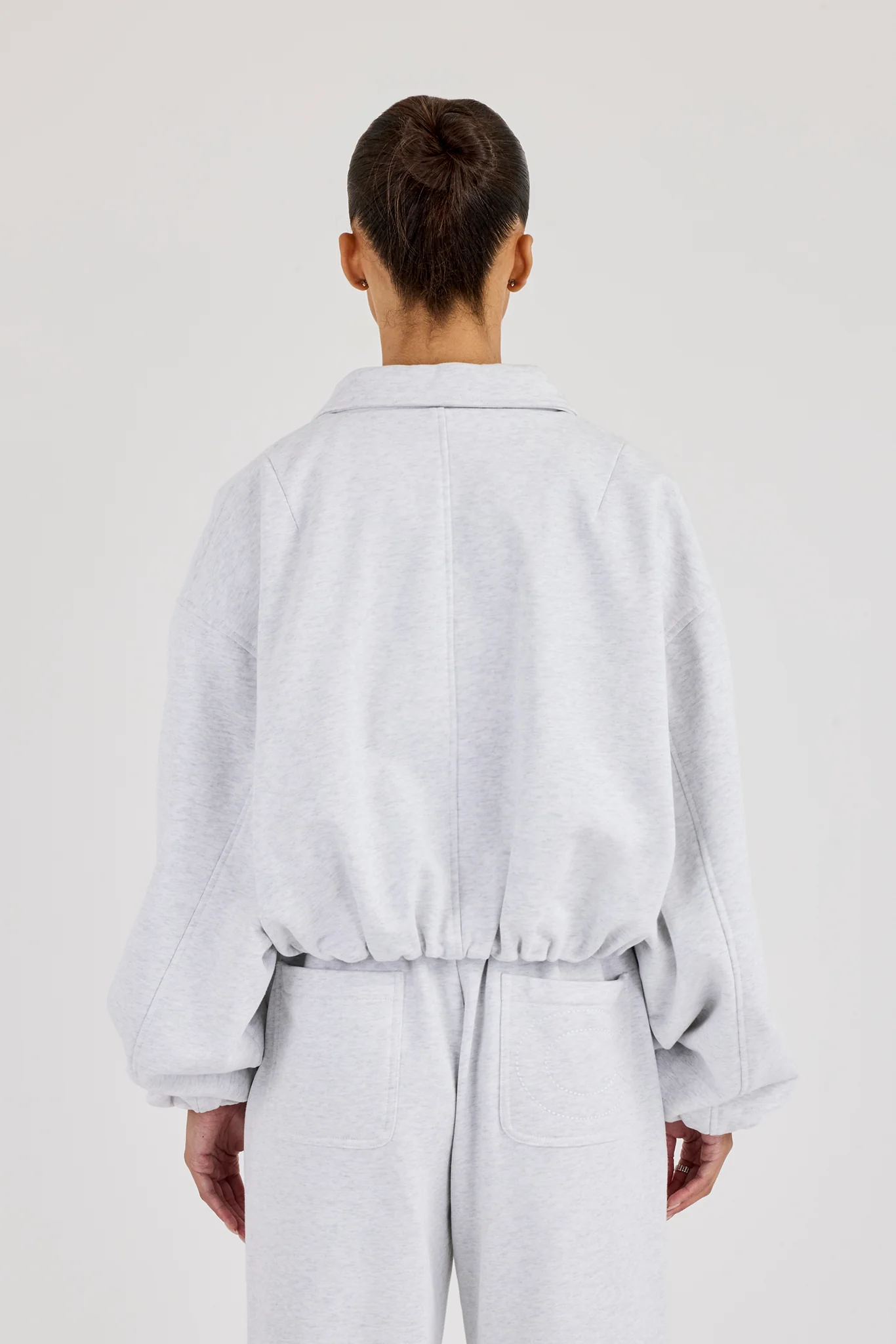 Heavyweight Jersey Collared Bomber Jacket - Grey Marl - Image 4