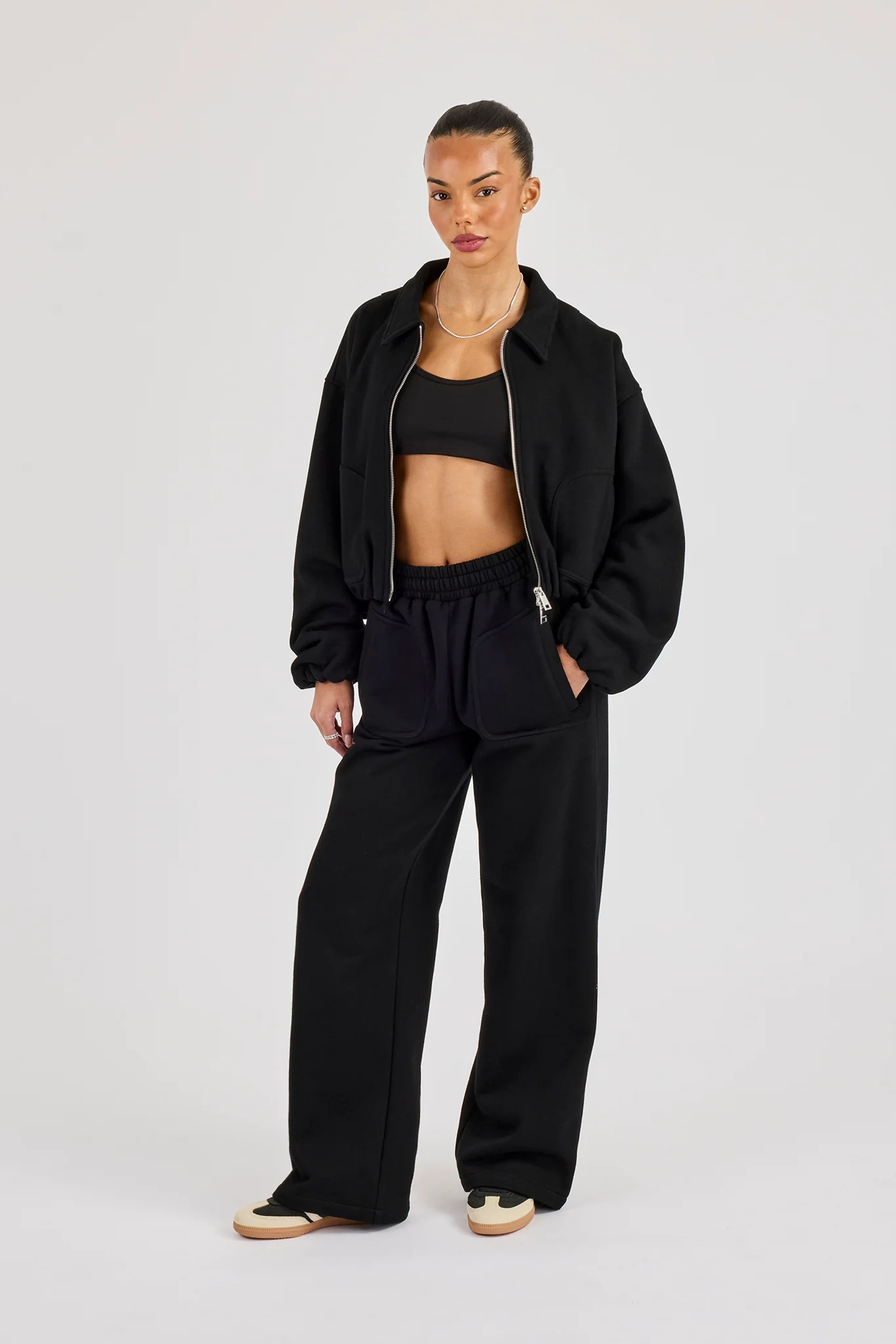Heavyweight Jersey Wide Leg Jogger - Black - Image 4