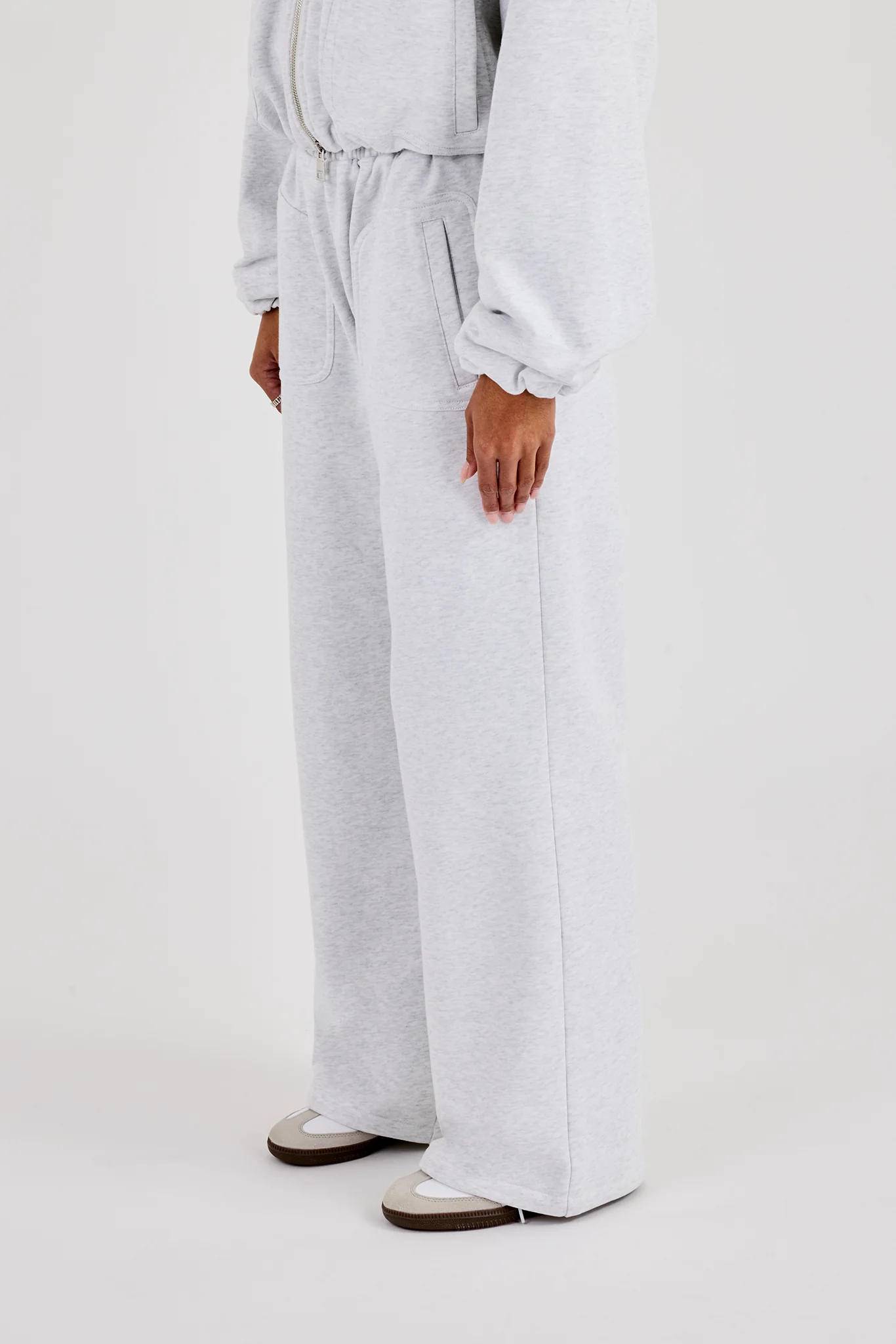 Heavyweight Jersey Wide Leg Jogger - Grey Marl
