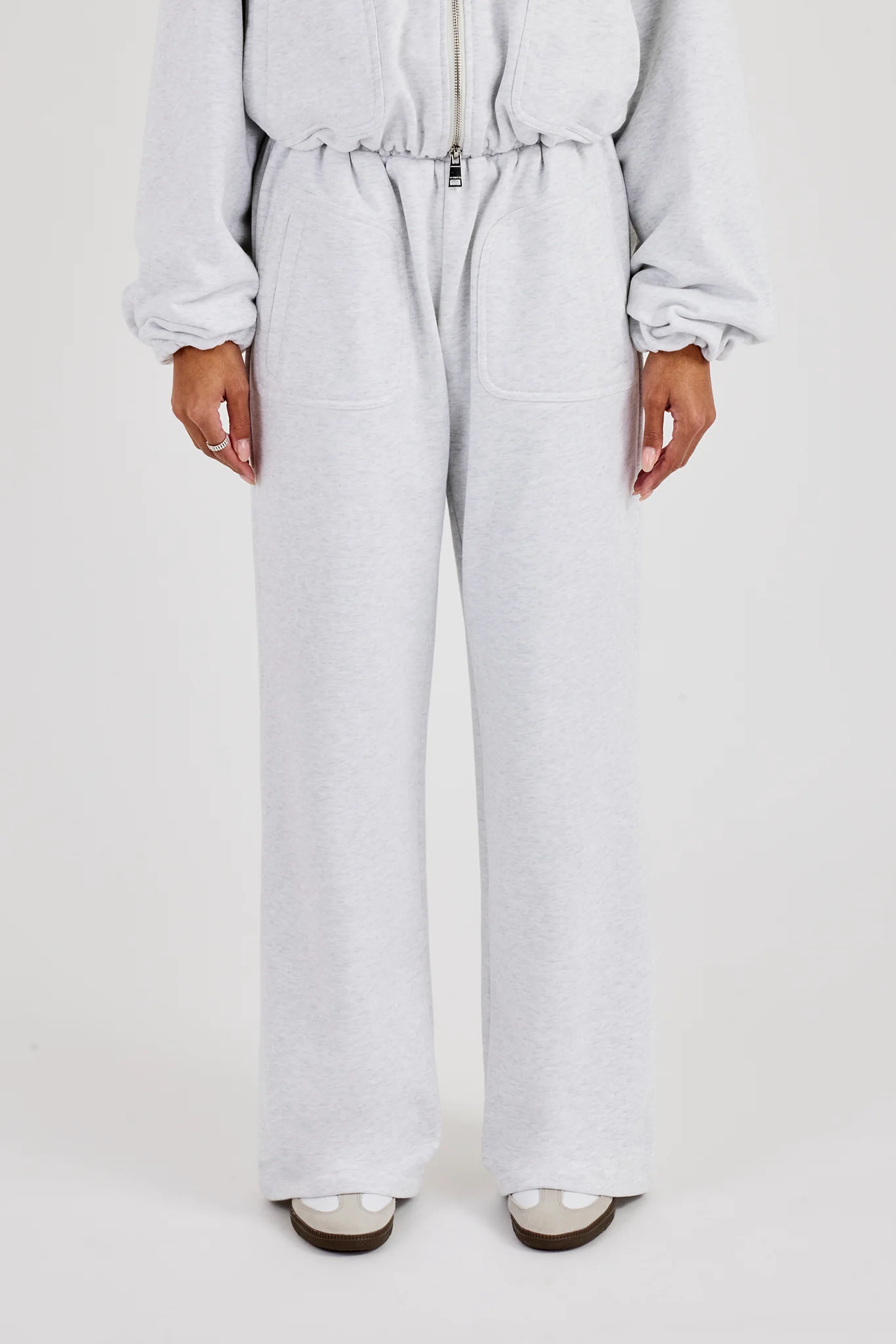 Heavyweight Jersey Wide Leg Jogger - Grey Marl - Image 2