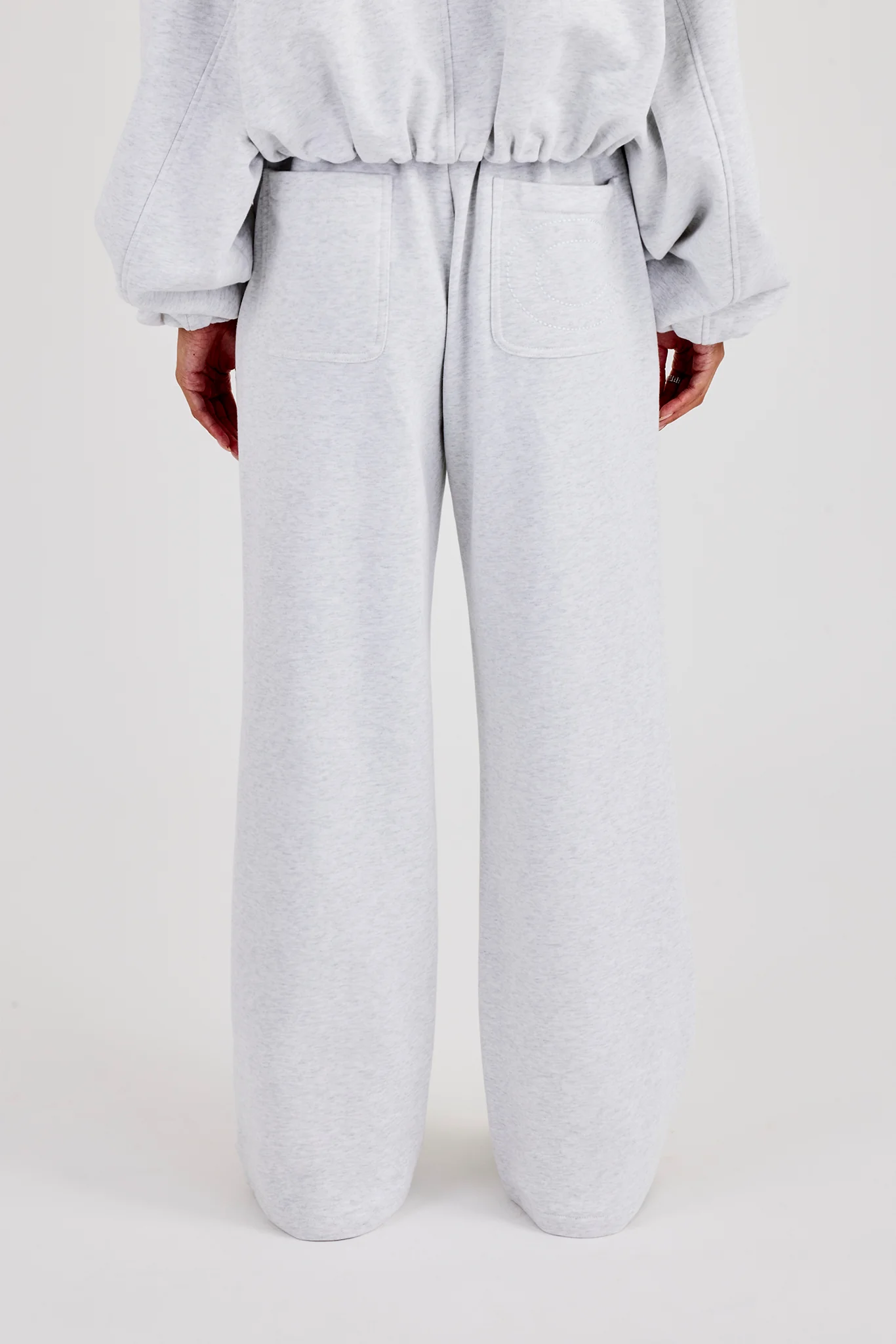 Heavyweight Jersey Wide Leg Jogger - Grey Marl - Image 3