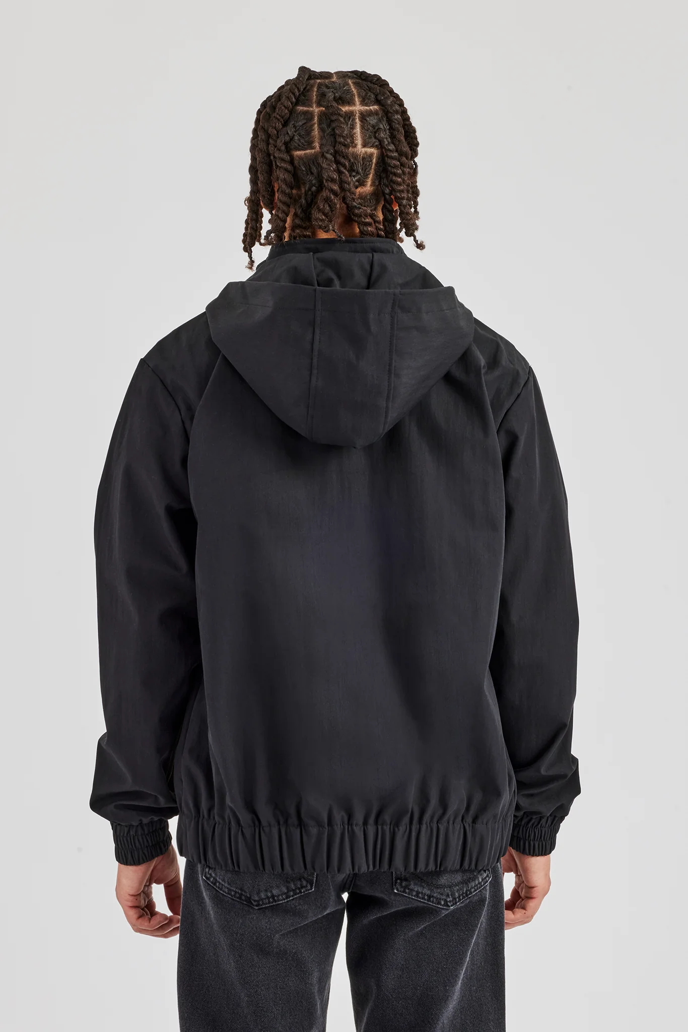 Hooded Nylon Contrast Block Jacket - Black - Image 3