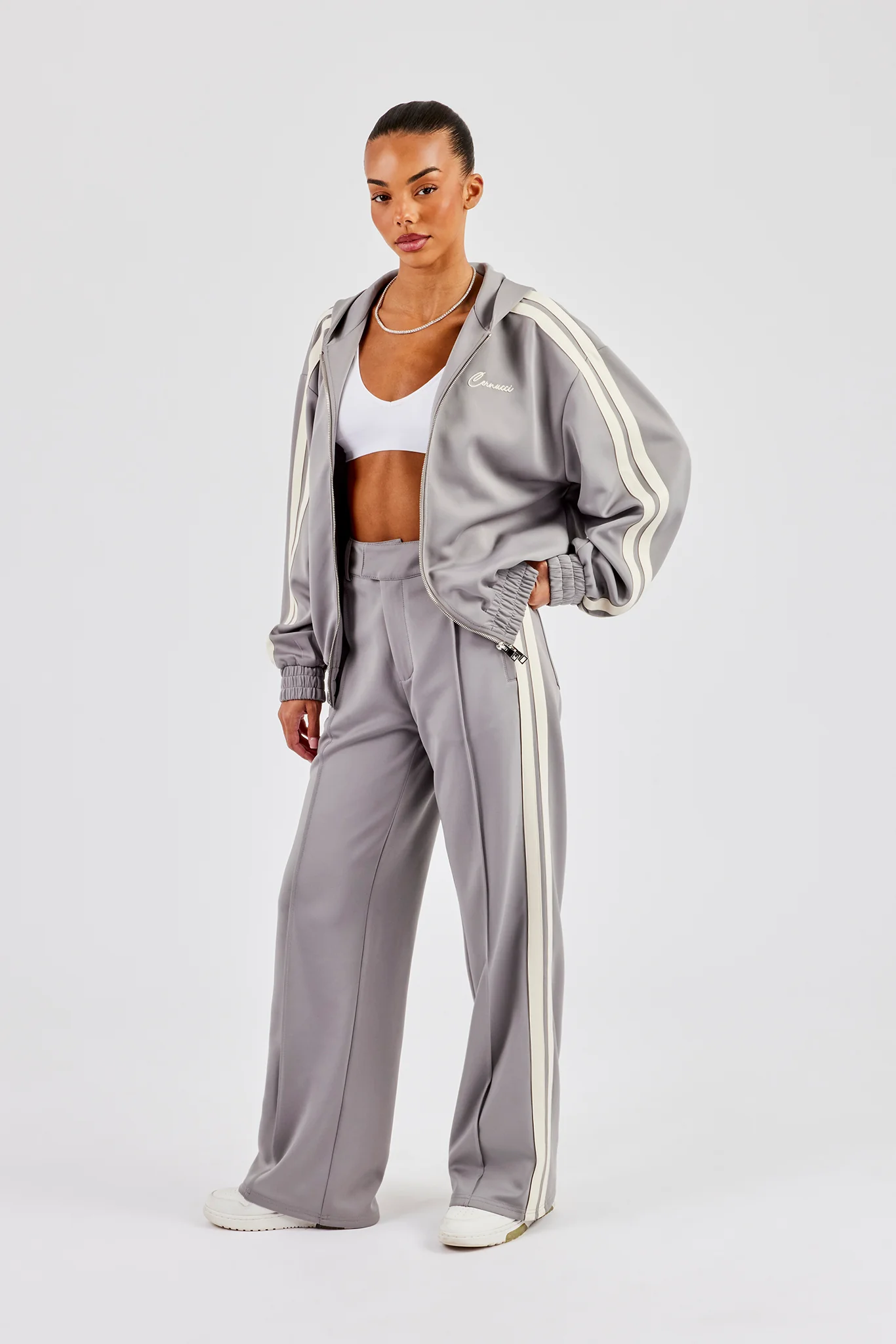 Hooded Taping Jacket & Tailored Trouser - Grey