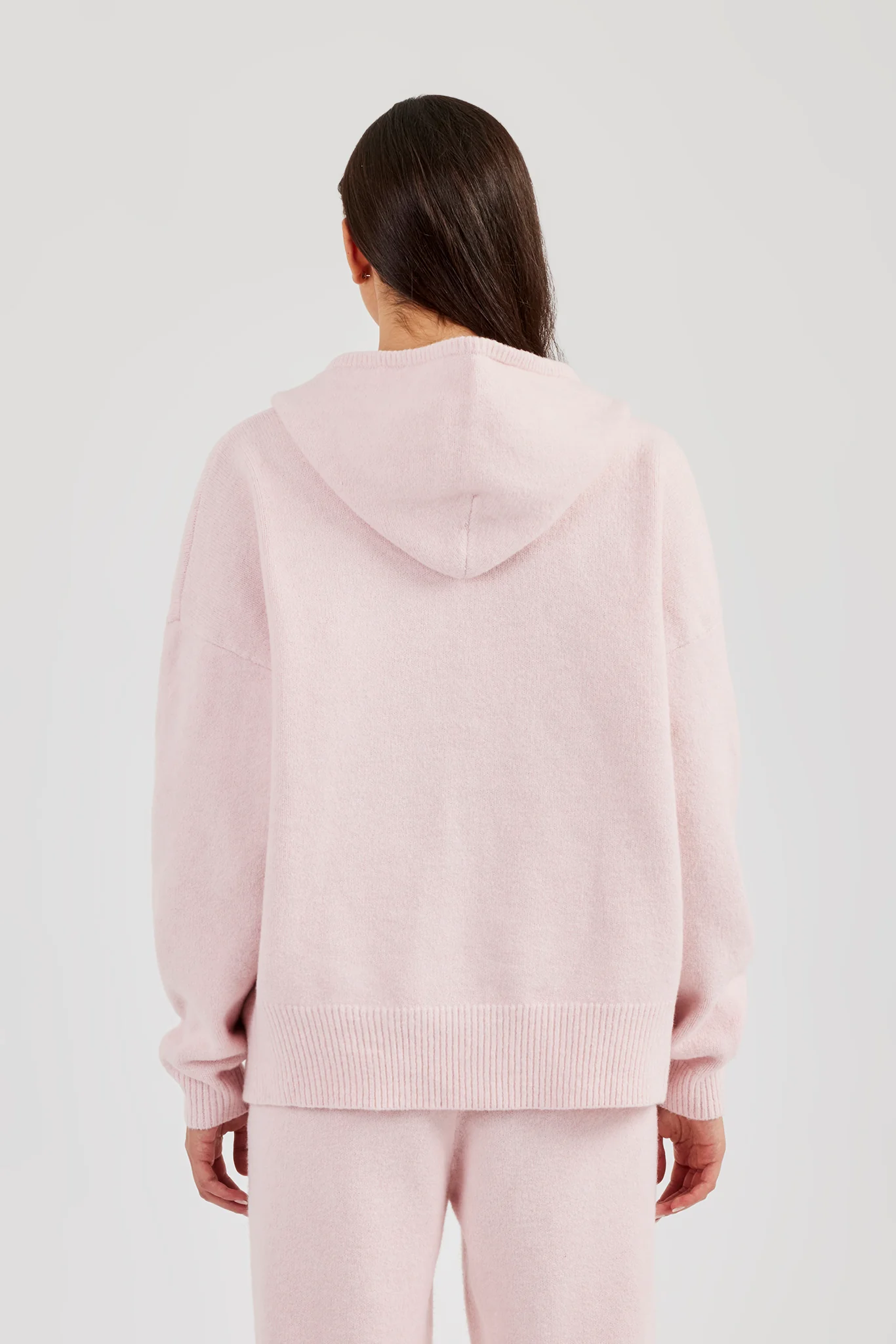 Hooded Zip Through Knitted Hoodie - Pink - Image 3