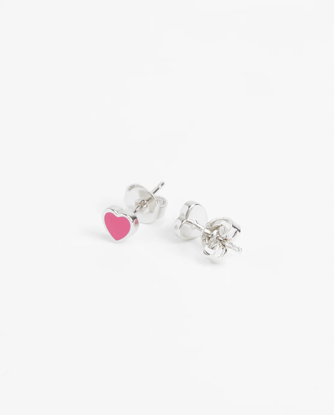 Hot Pink Heart Enamel Stud Earrings - Image 2