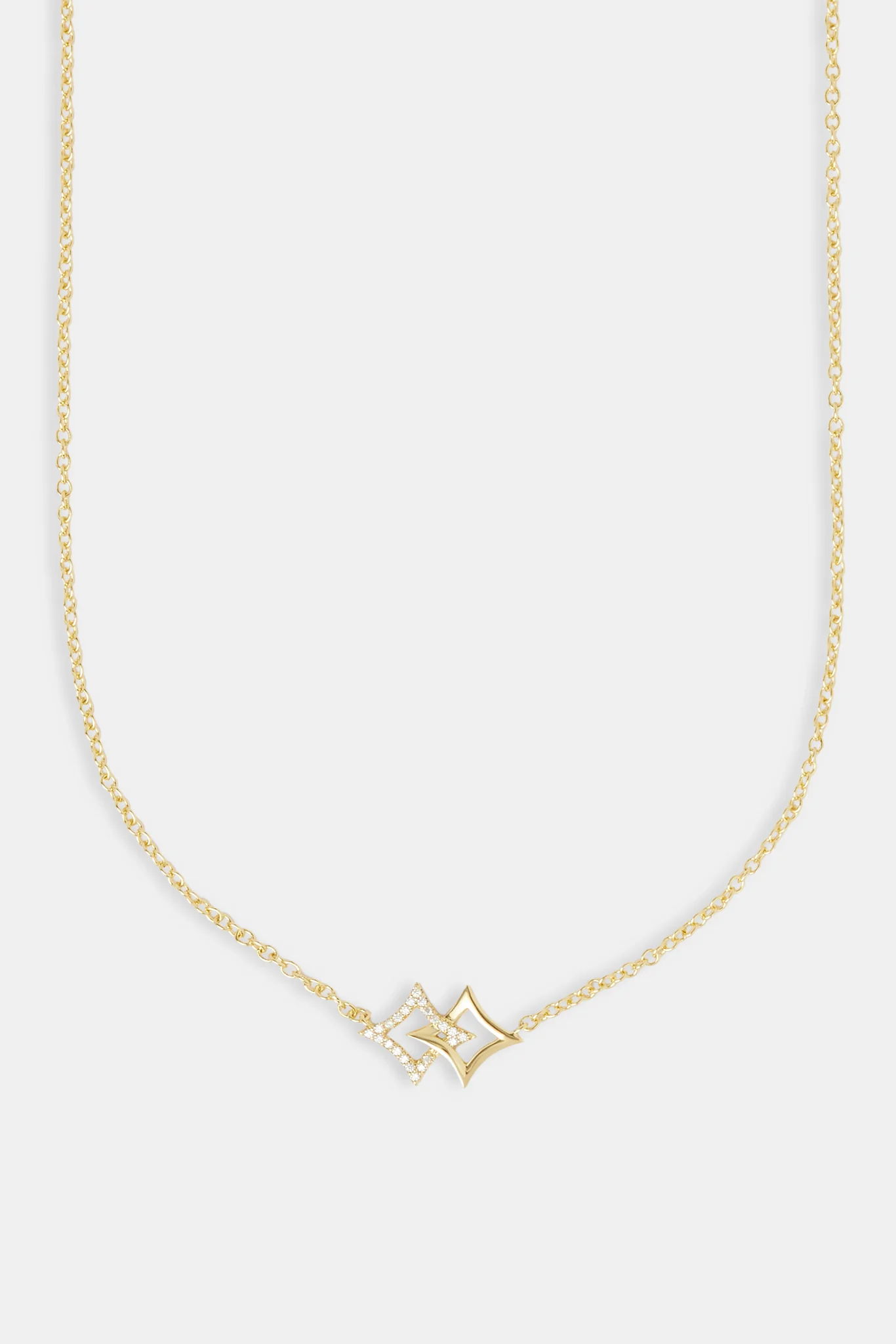 Iced and Polished Double Infinity Star Necklace - 14mm - Image 2