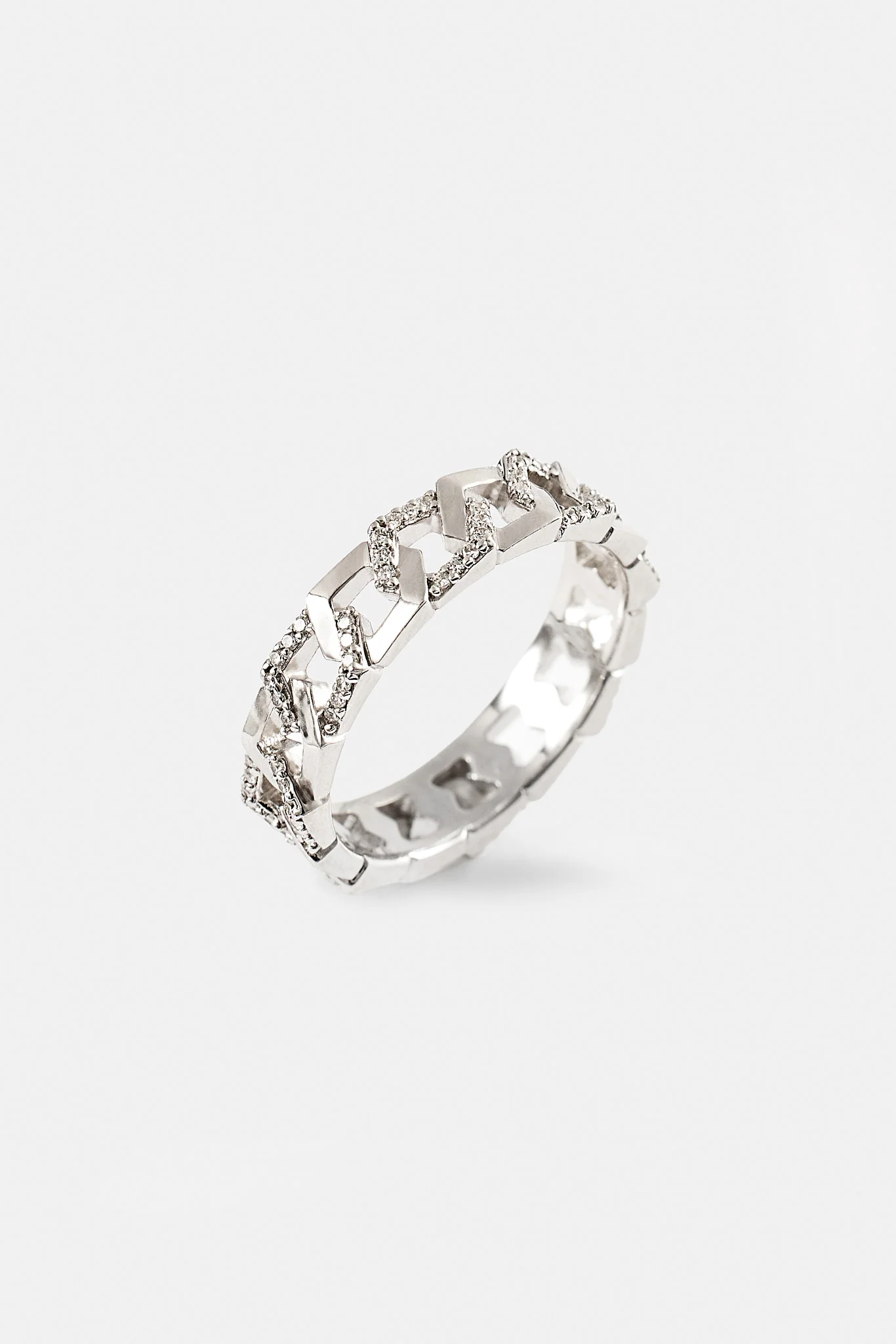 Iced and Polished Hexagon Ring - 5mm - White