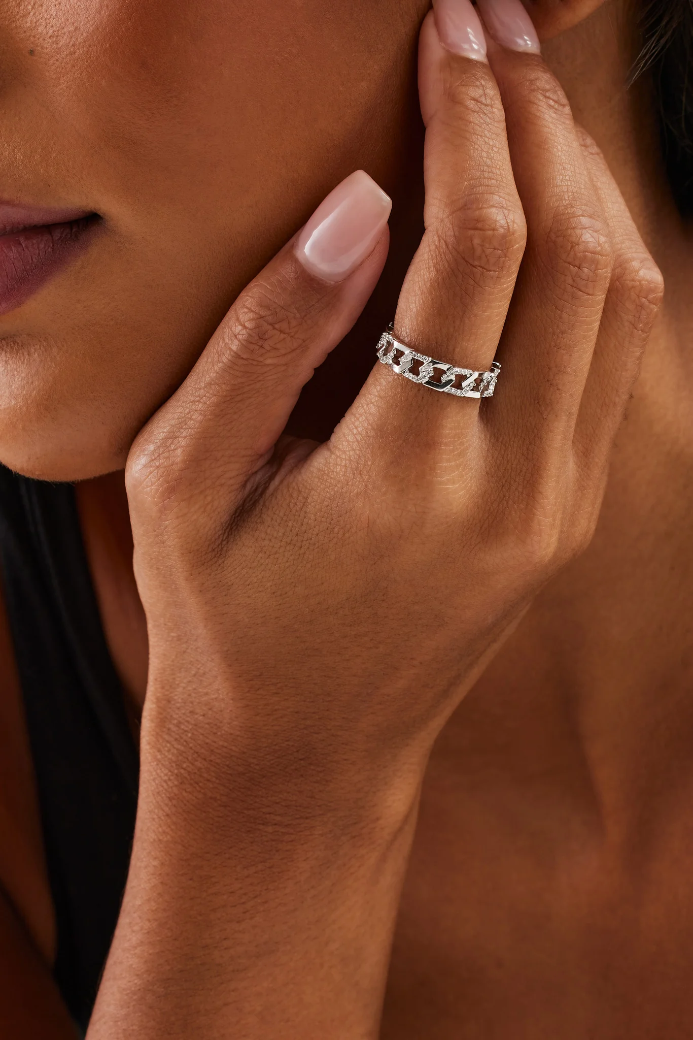Iced and Polished Hexagon Ring - 5mm - White - Image 2