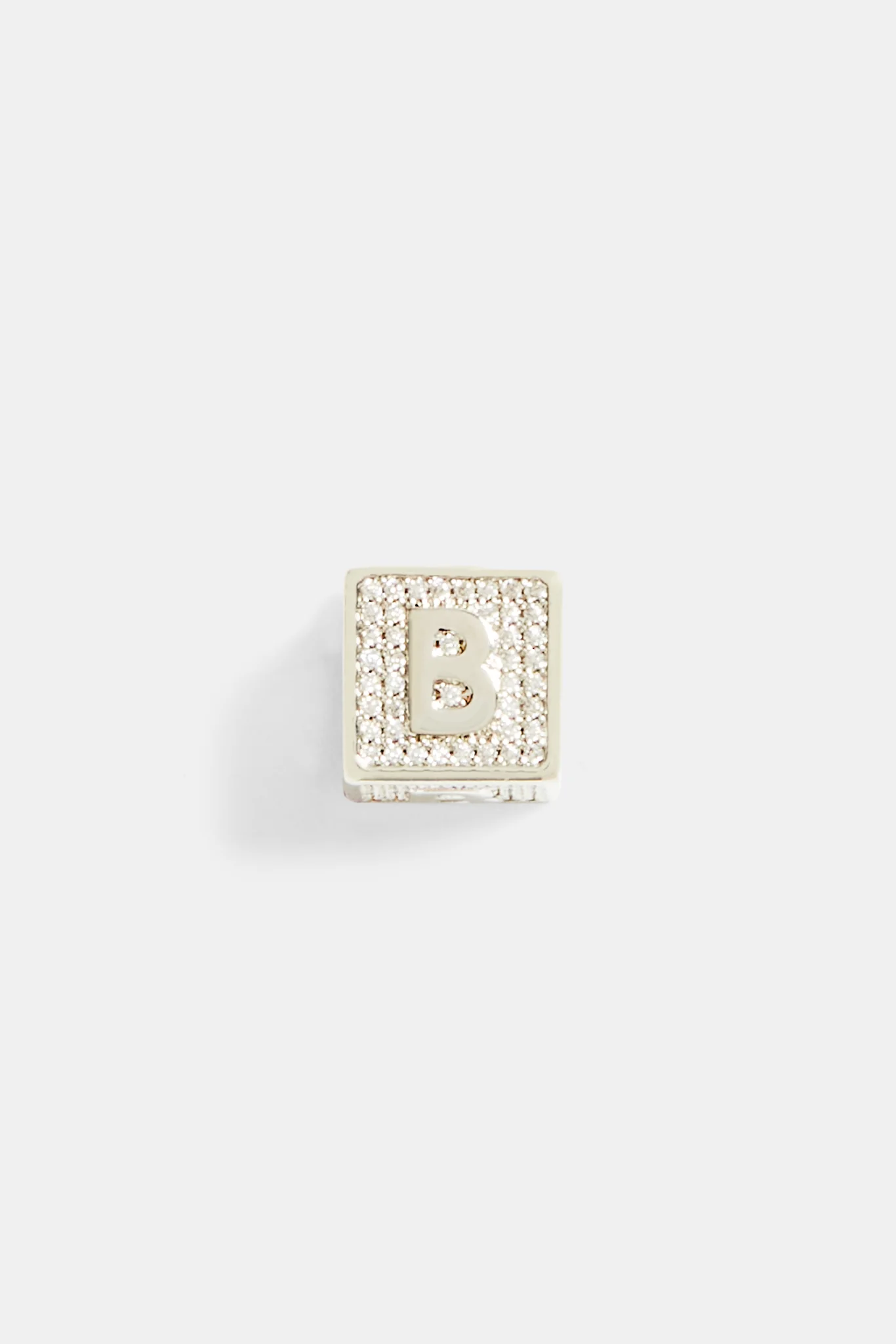 Iced B Letter Block Pendant - Image 2