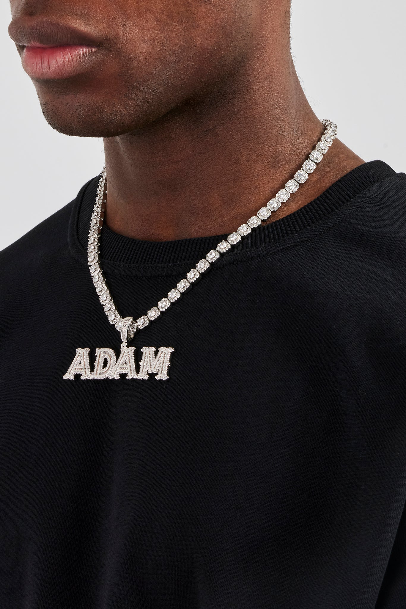 Iced Baguette Centre Letter Pendant - 22mm - Image 3