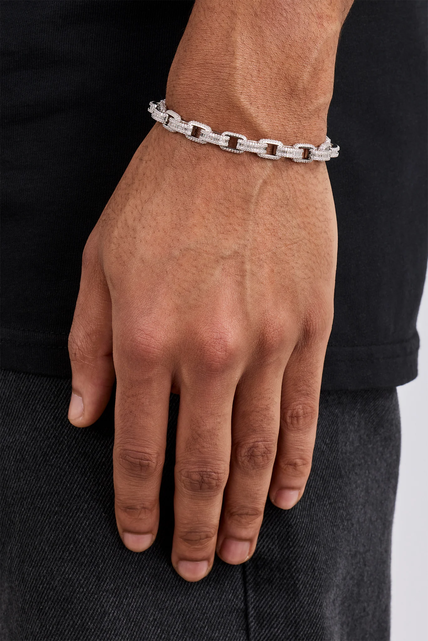 Iced Baguette Link Bracelet - 6mm