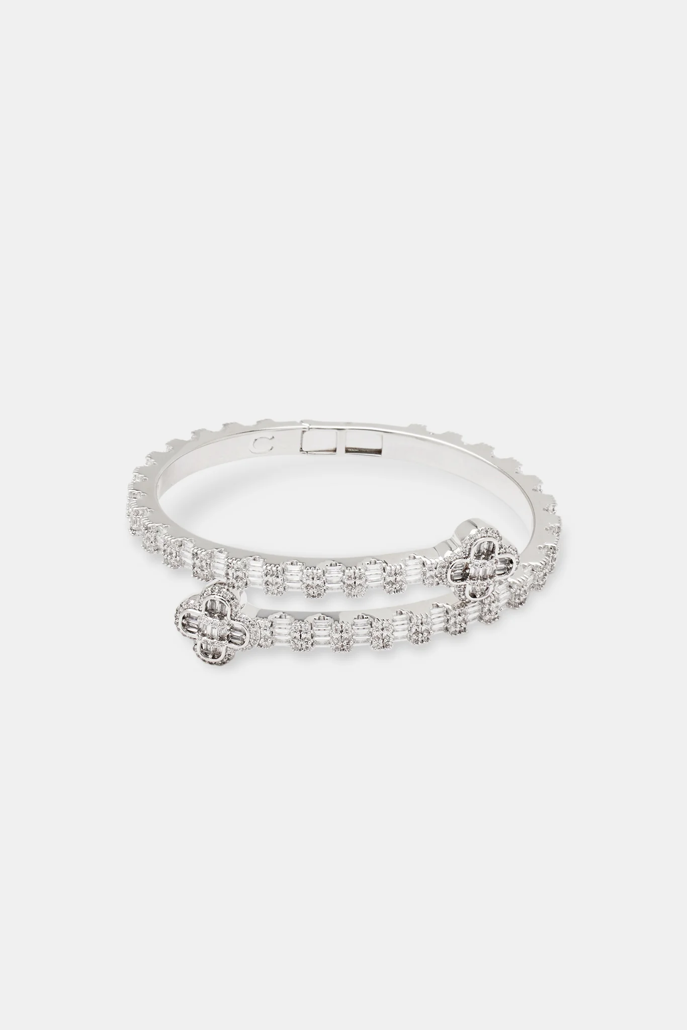Womens Iced Baguette Motif Bangle - 8mm - Image 2
