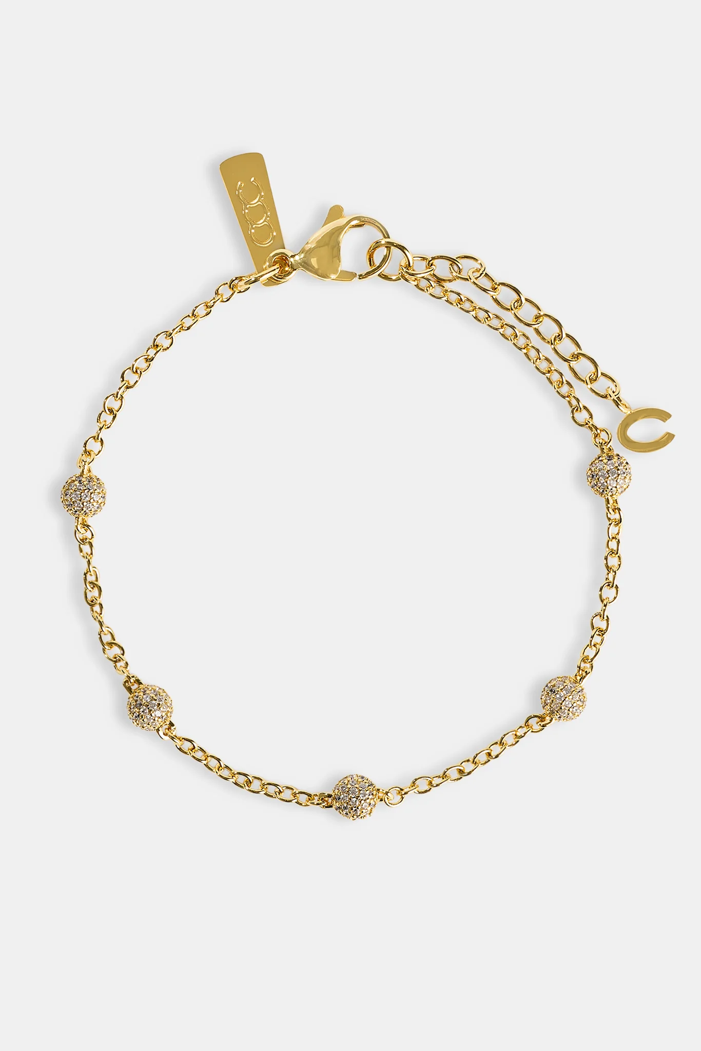Iced Ball Rolo Bracelet - 4mm - Gold - Image 3