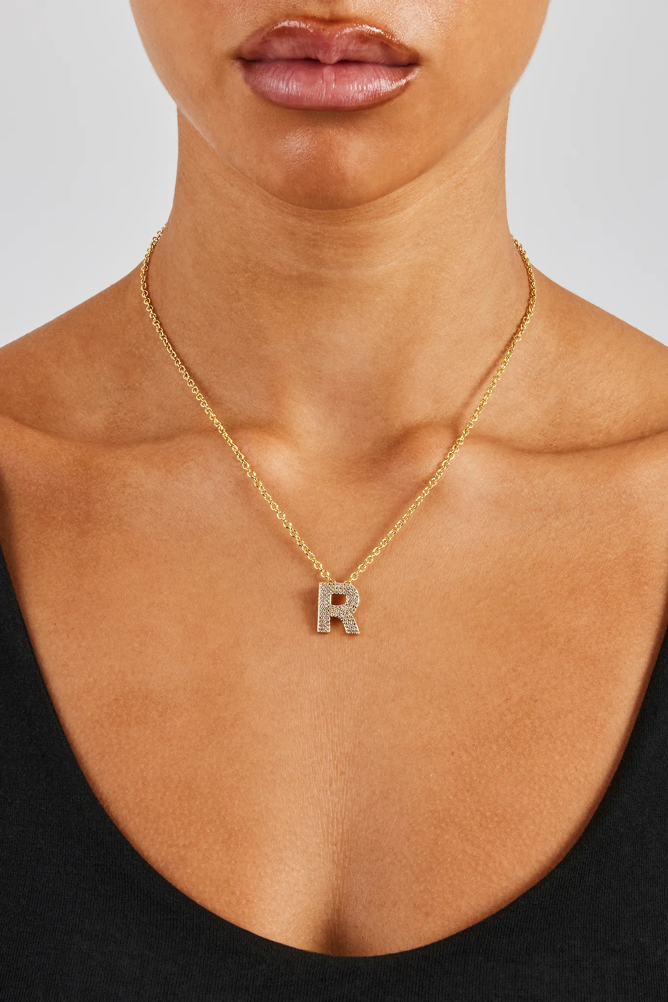 Iced Balloon Letter Necklace - 20mm - Gold - Image 11