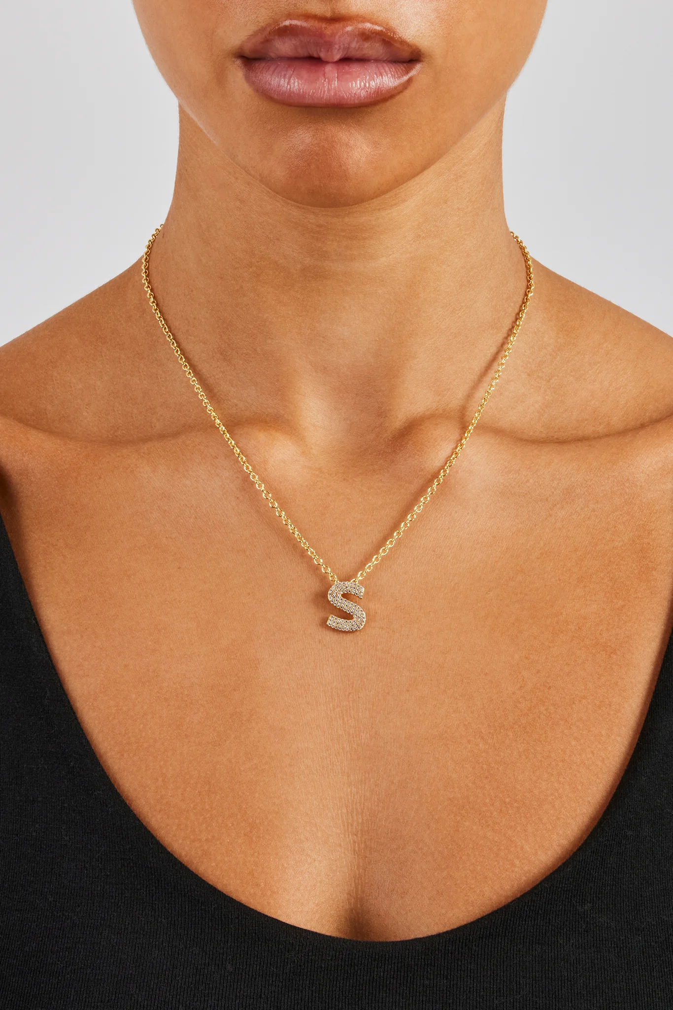 Iced Balloon Letter Necklace - 20mm - Gold - Image 12
