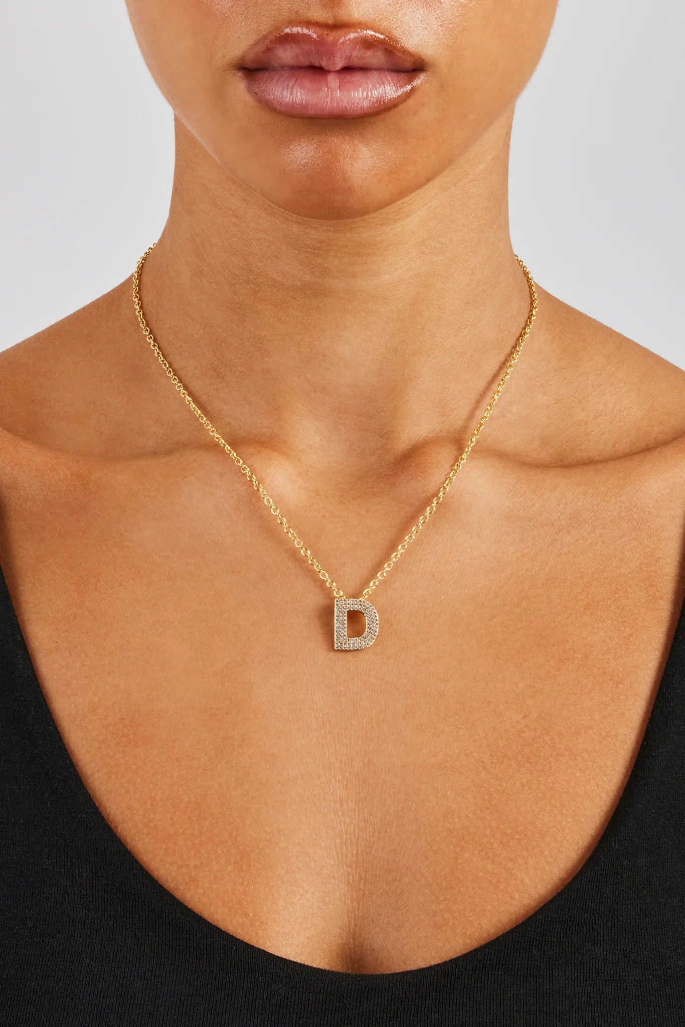 Iced Balloon Letter Necklace - 20mm - Gold - Image 4
