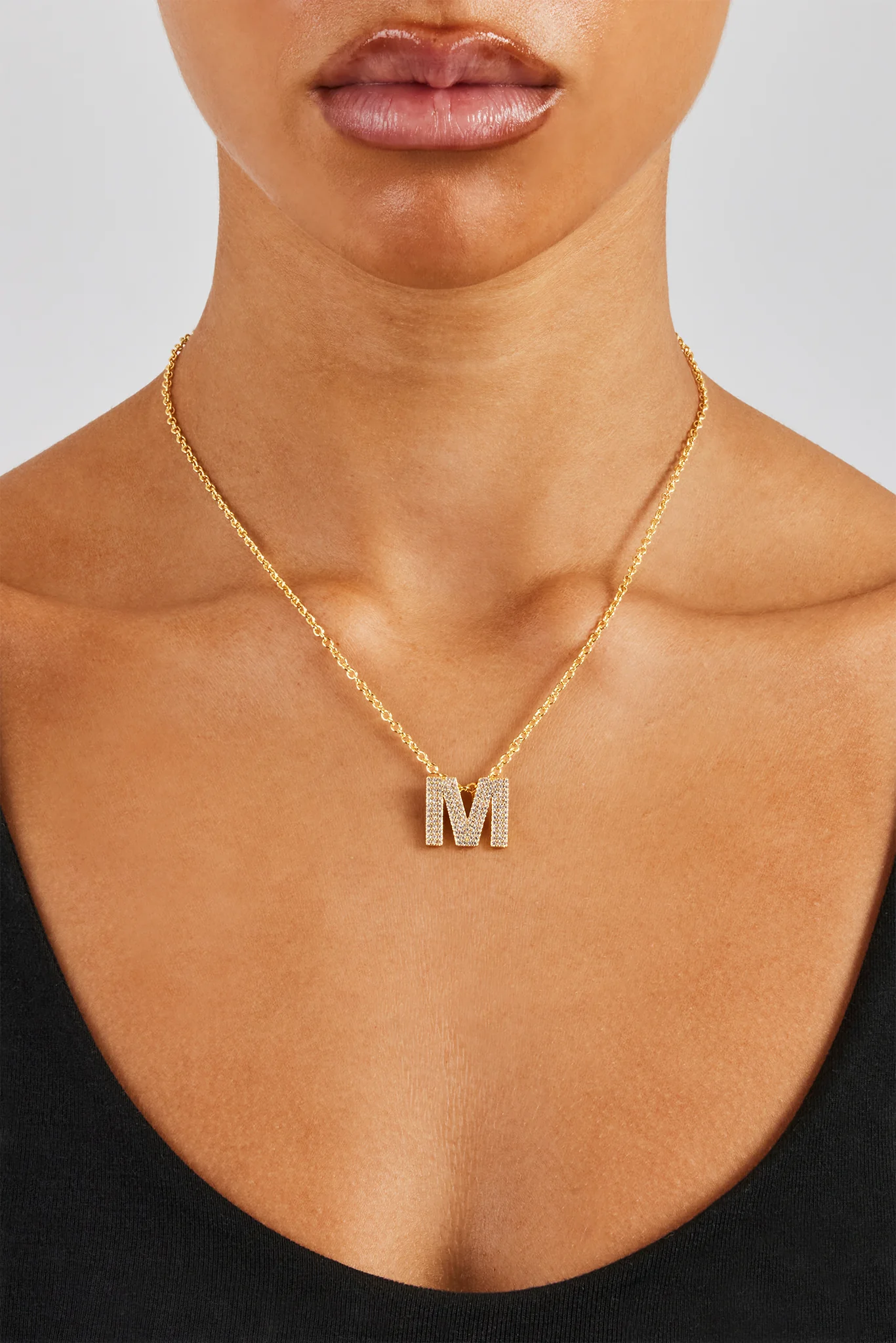 Iced Balloon Letter Necklace - 20mm - Gold - Image 9