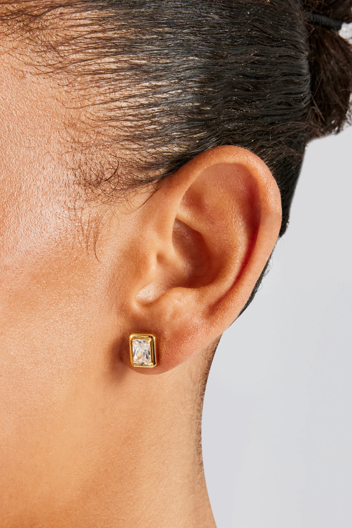 Iced Bezel Stud Earrings - 10mm - Image 2