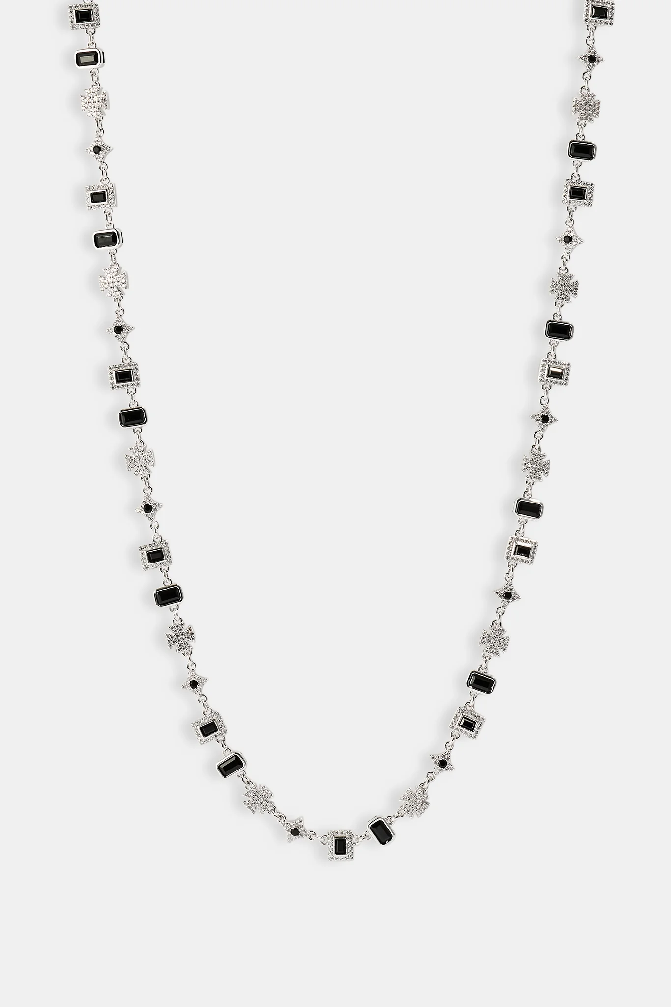 Iced Black Gemstone & Motif Chain  - 6mm - White - Image 2