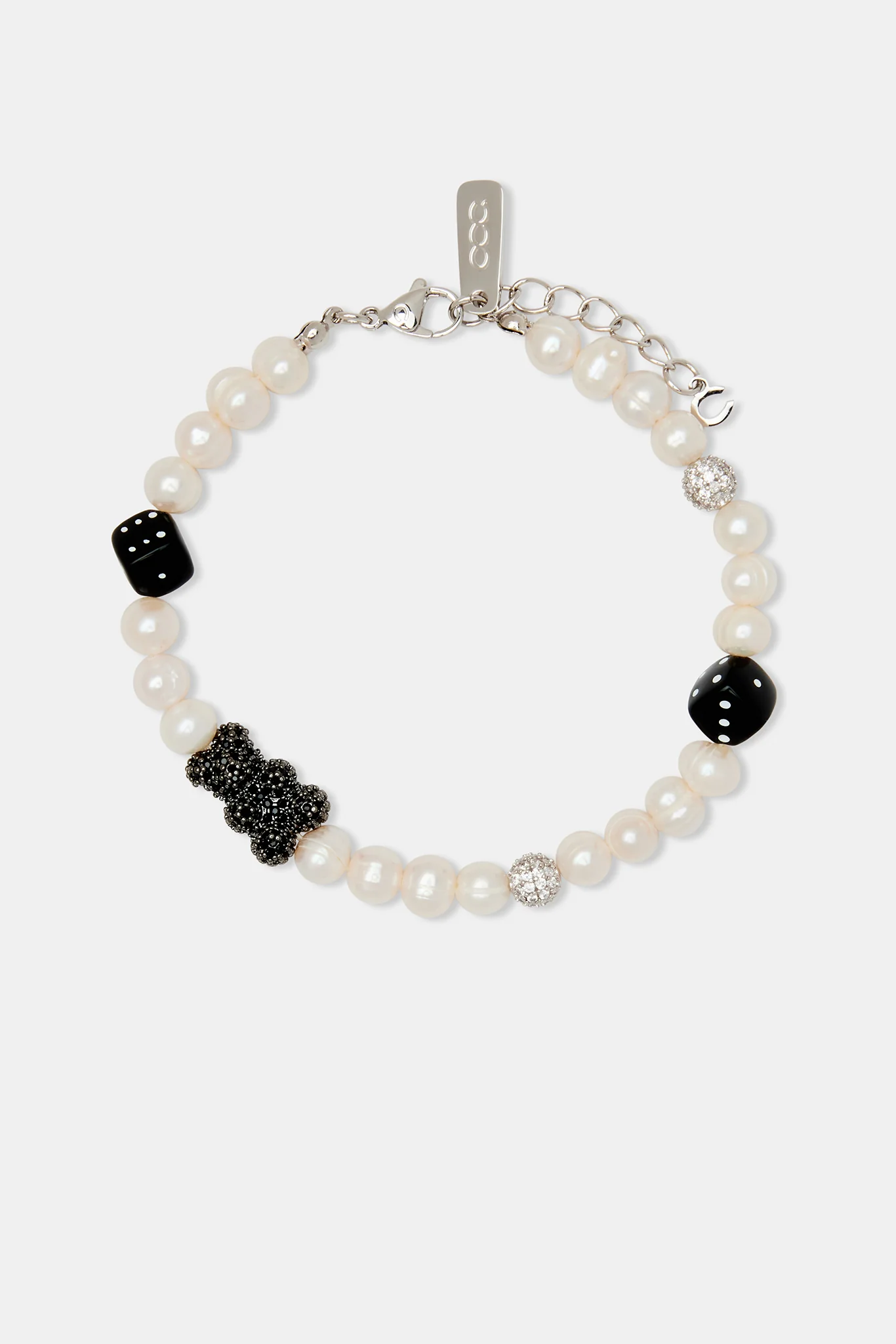 Iced Black Motif Freshwater Pearl Bracelet - Image 2