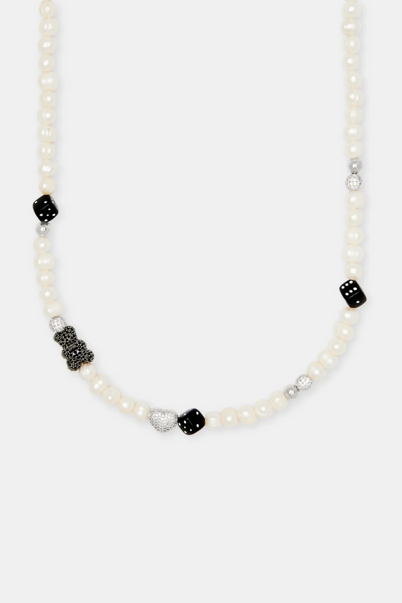 Iced Black Motif Freshwater Pearl Necklace - Image 2