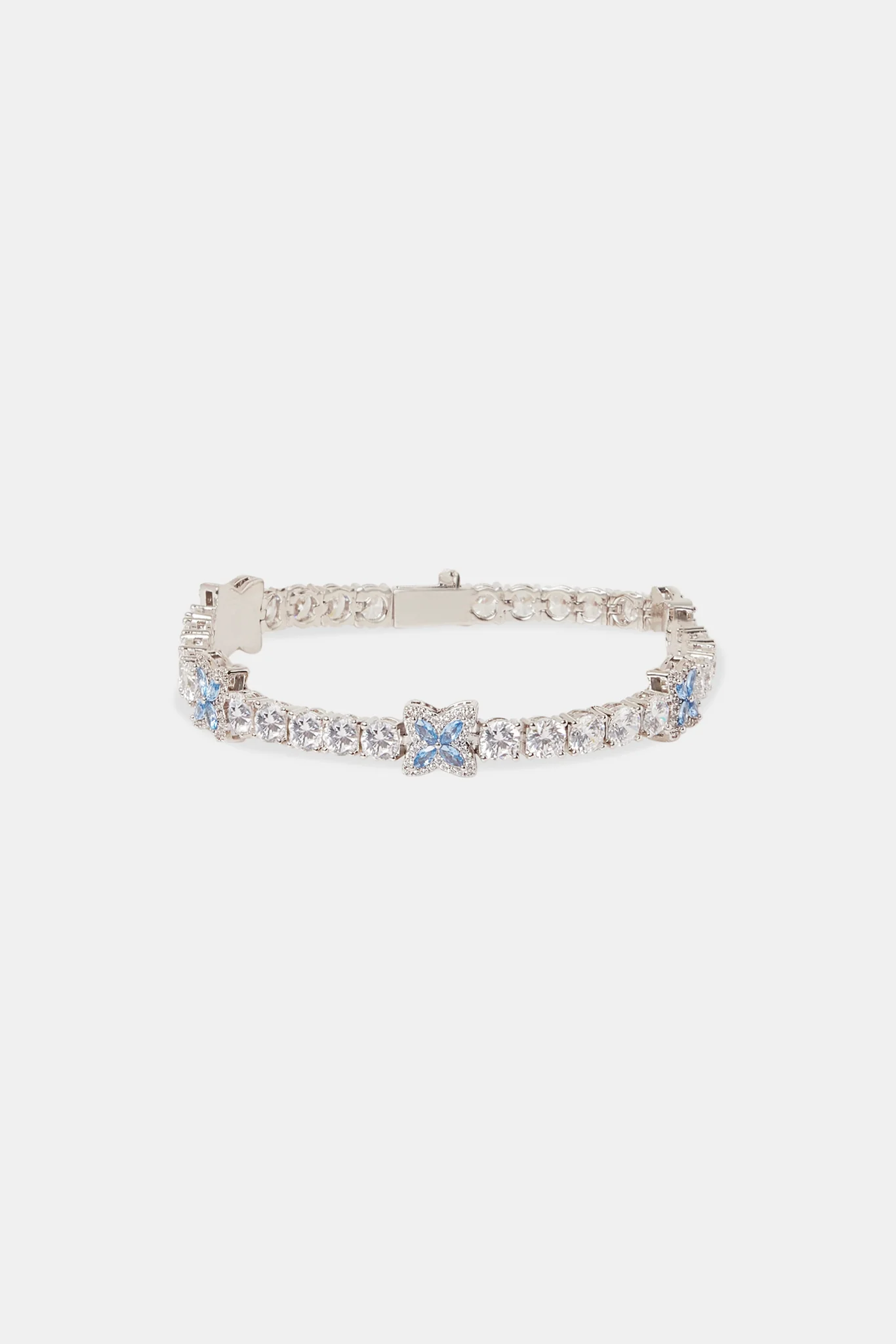 Iced Blue Baguette Motif Tennis Bracelet - 5mm - Image 2