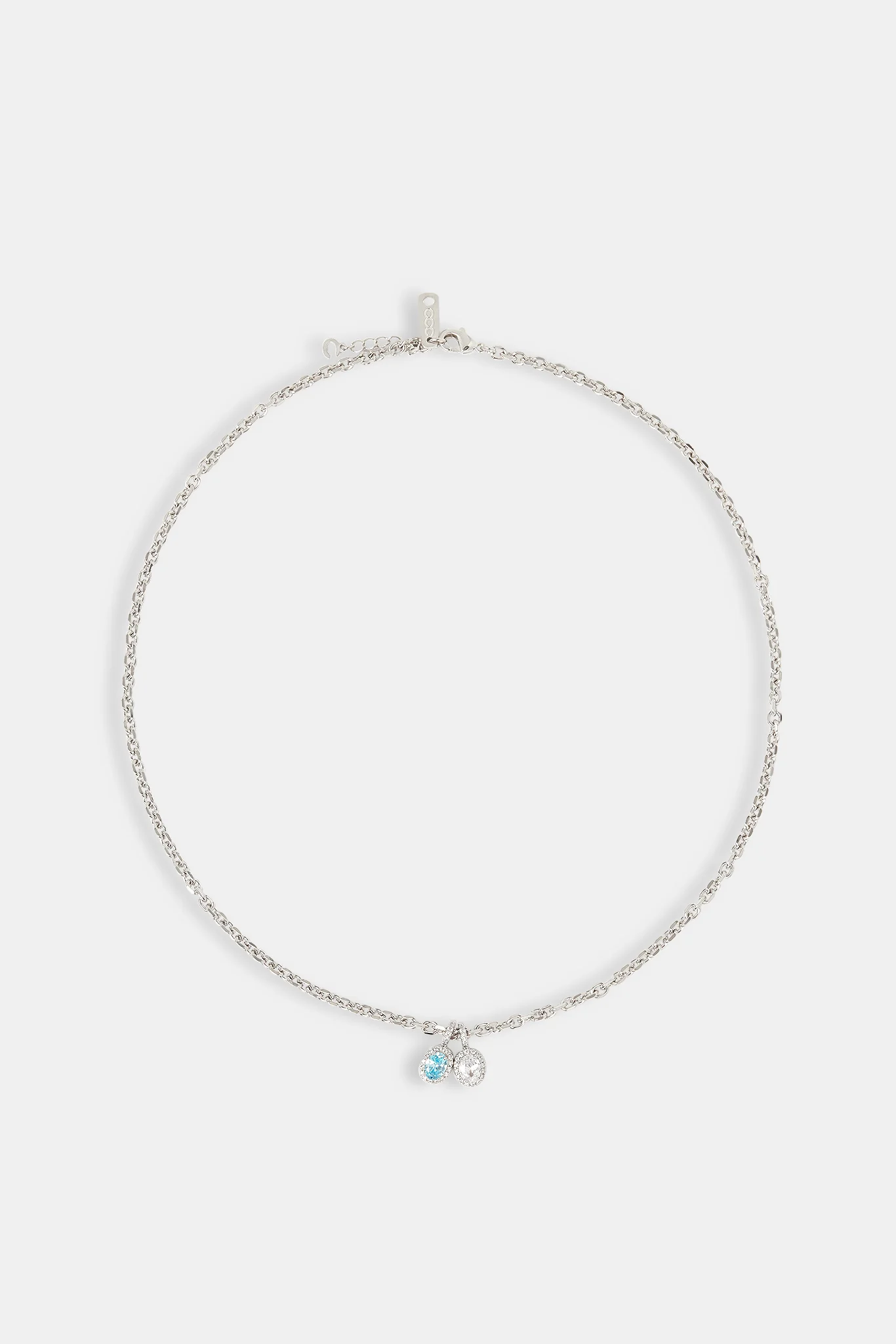 Iced Blue & Clear Double Gemstone Necklace - 10mm - Image 4