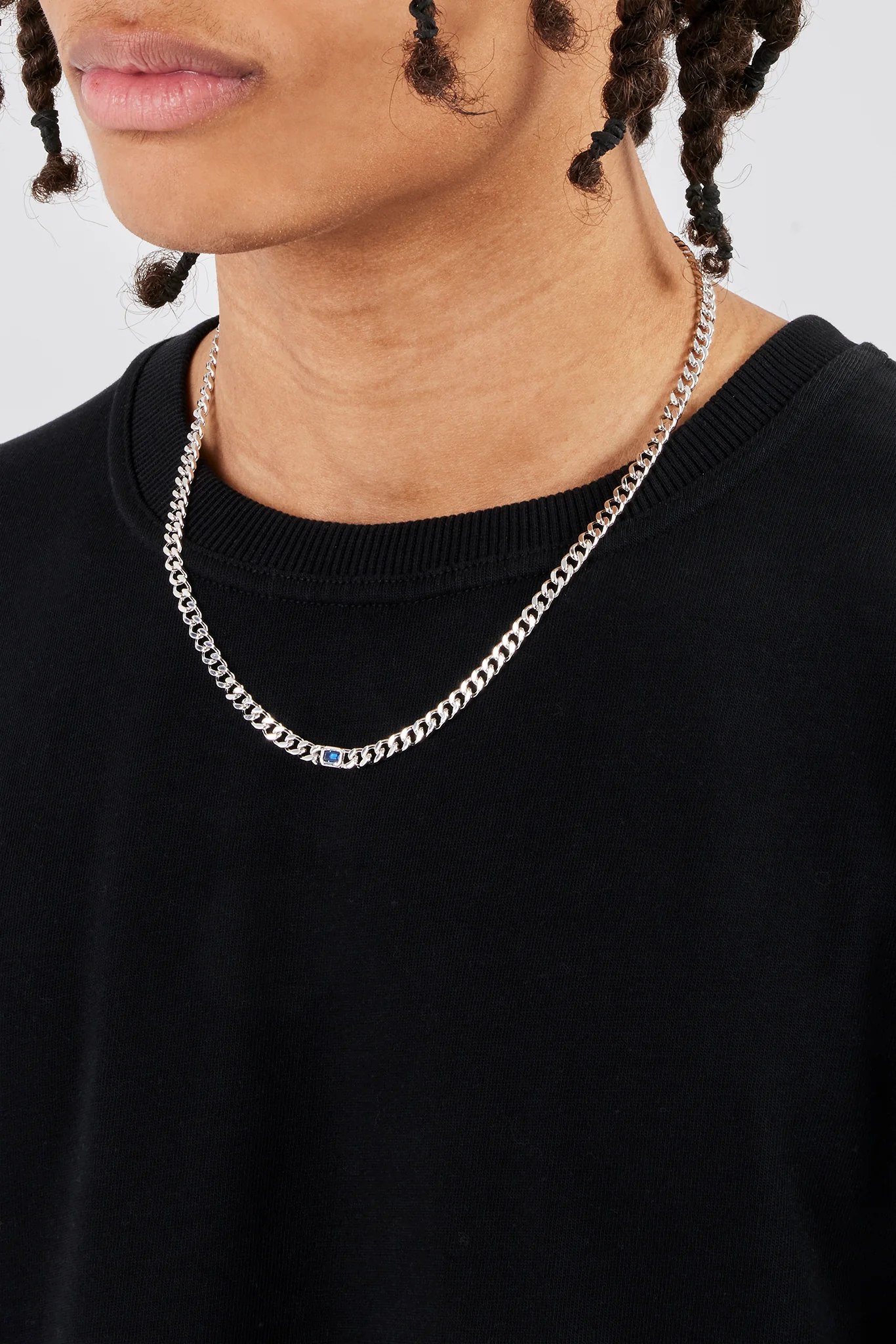 Iced Blue Gemstone Cuban Chain - 3mm - Image 3