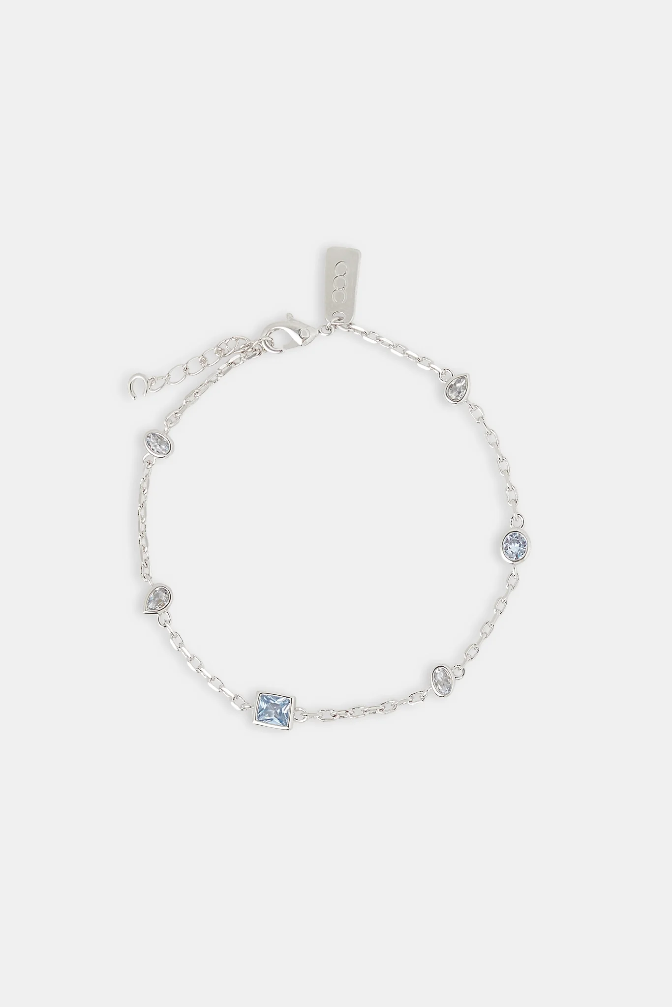 Iced Blue Mixed Shape Rolo Bracelet - 8mm - Image 2