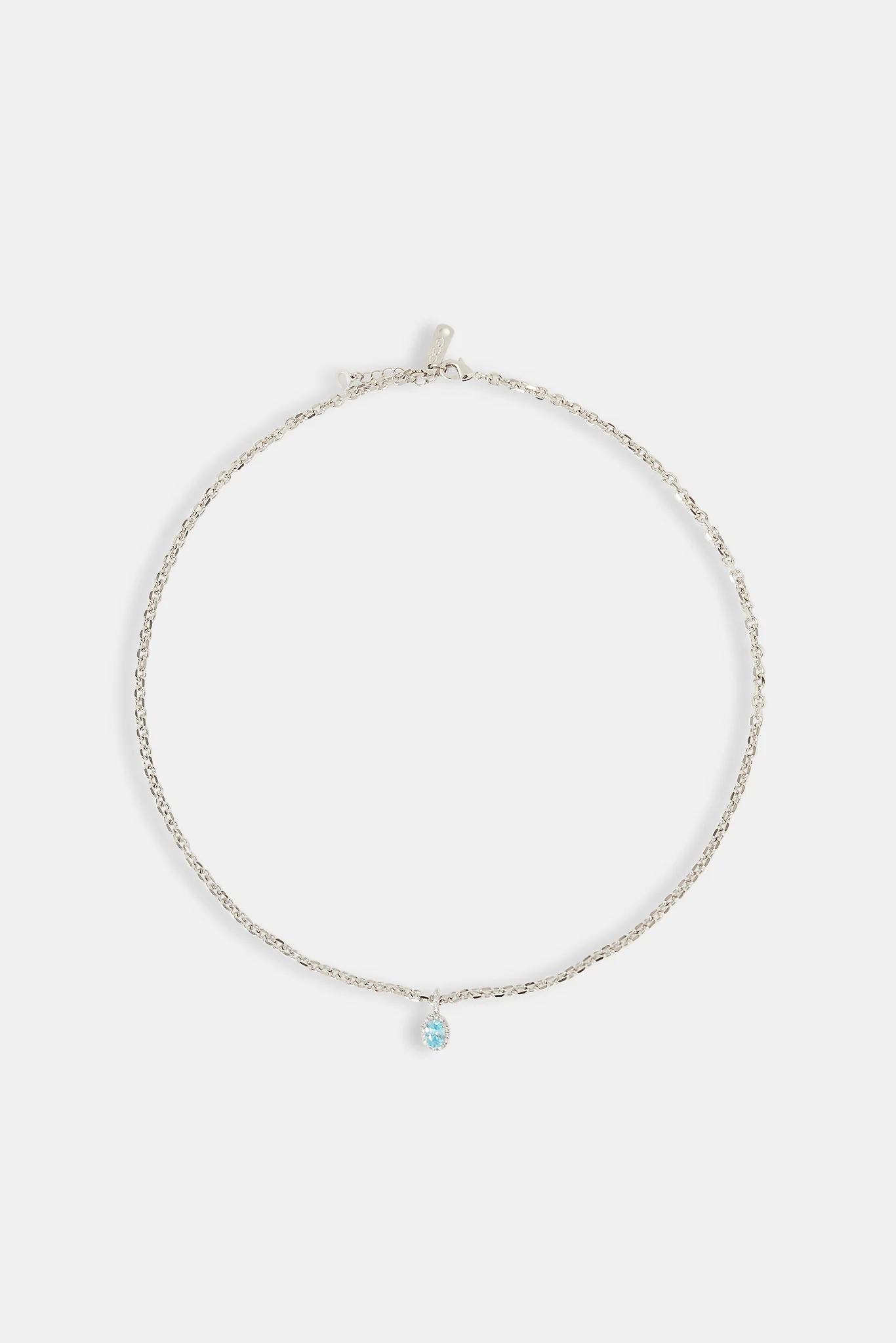 Iced Blue Oval Gemstone Necklace - 10mm - Image 4