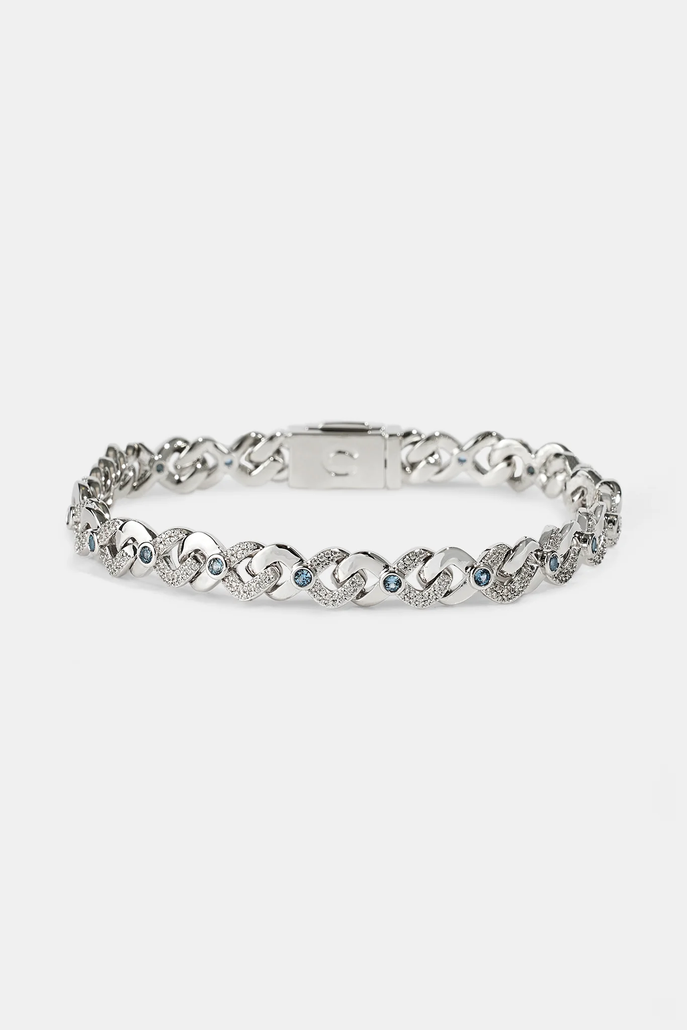 Iced Blue Stone Infinity Bracelet - 6mm - Image 3
