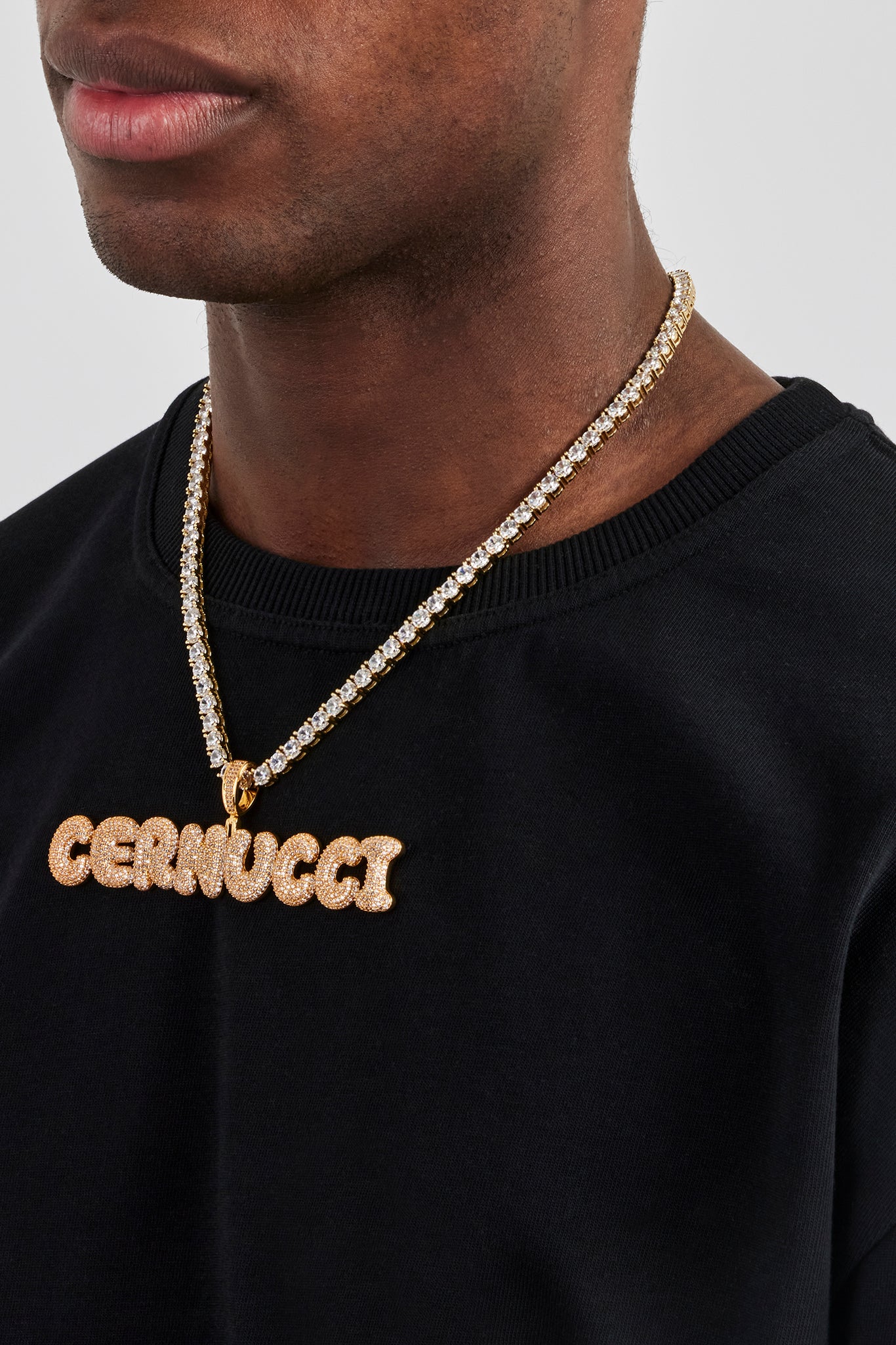 Iced Bubble Font Letter Pendant - 20mm - Gold - Image 3