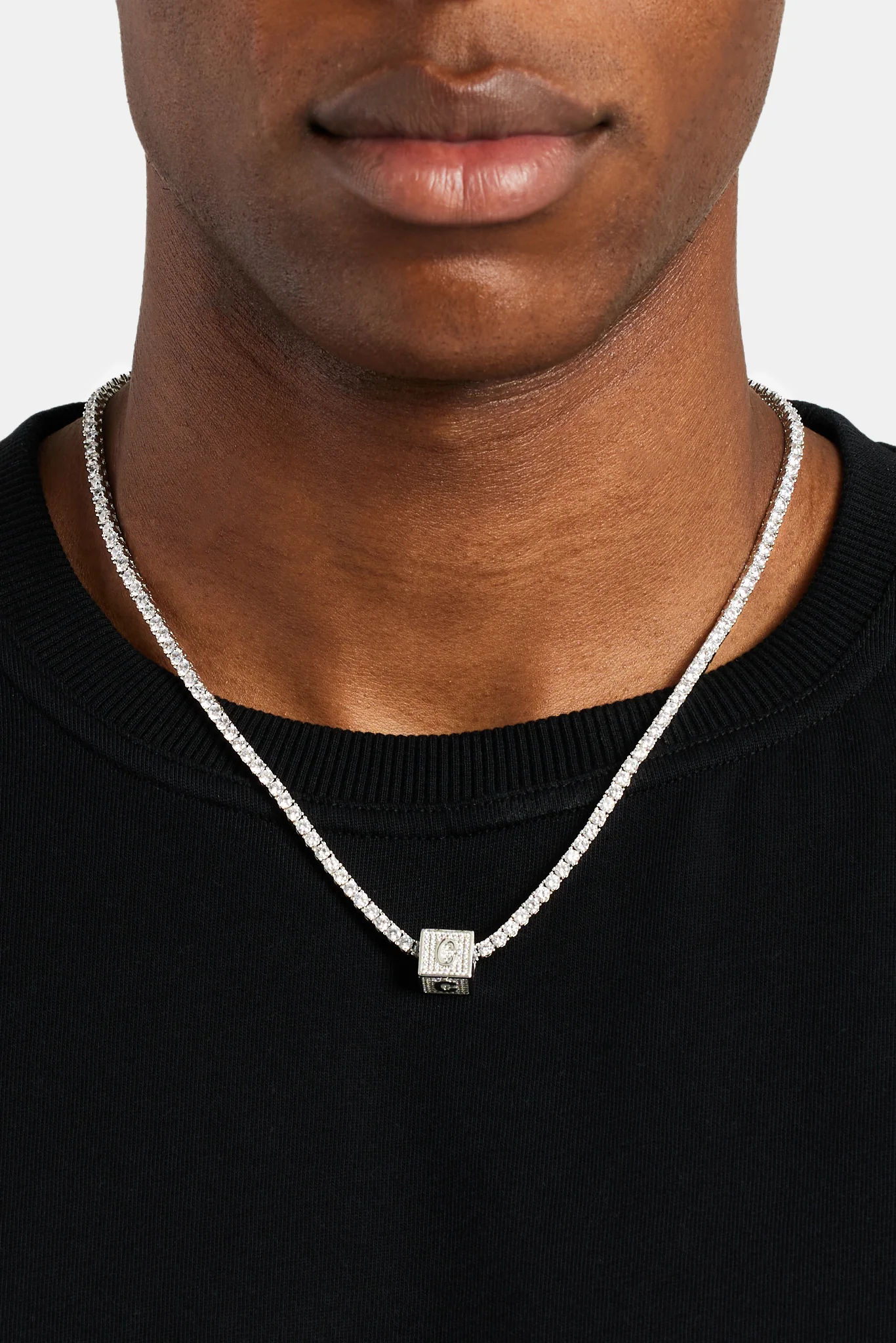 Iced C Letter Block Pendant - Image 3