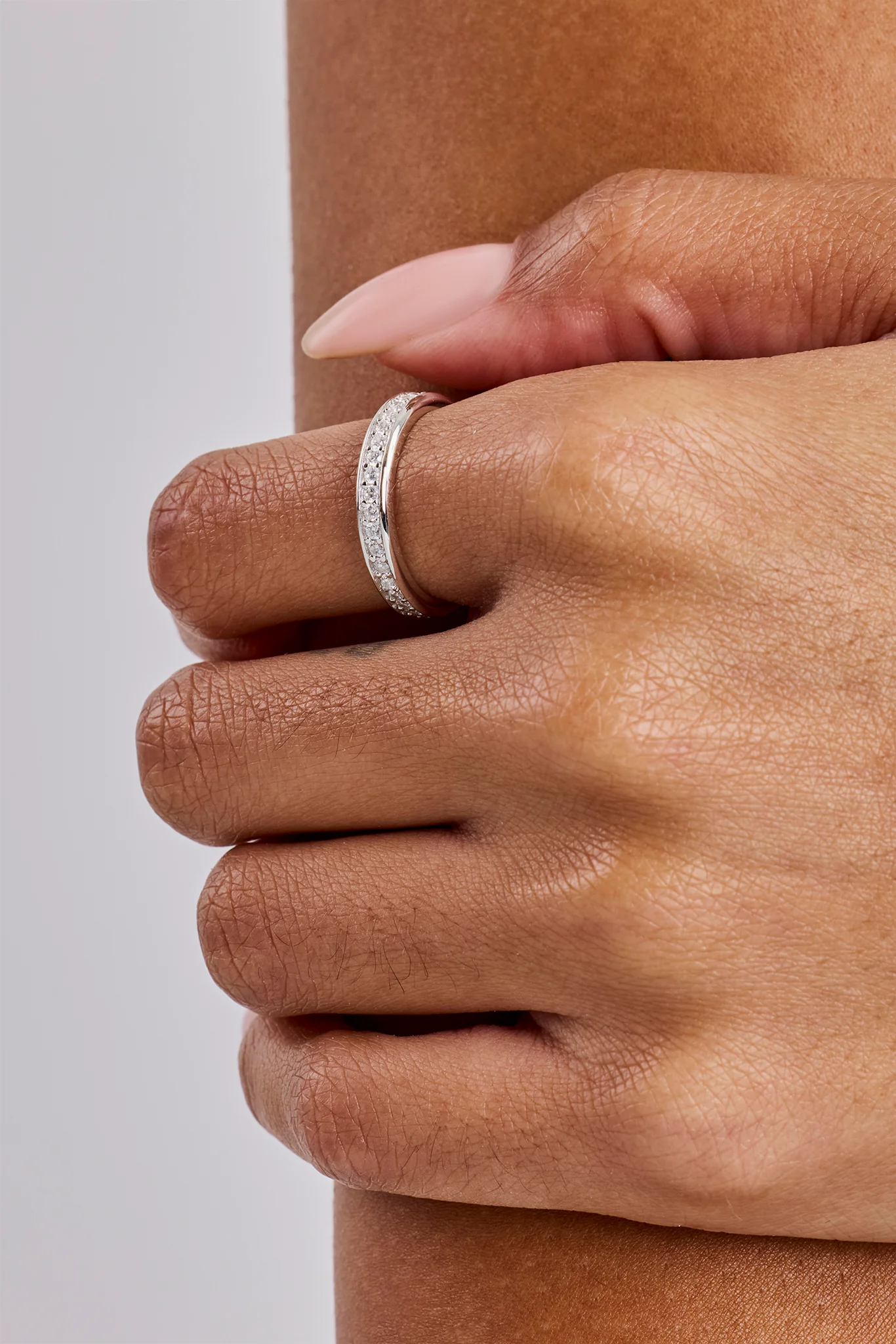 Iced Center Band Ring - 3.5mm - White - Image 2
