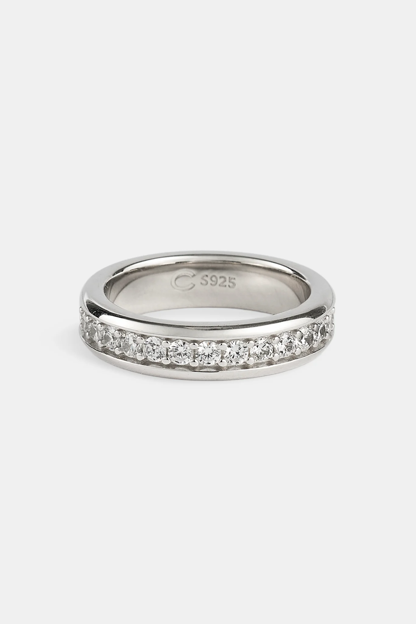 Iced Center Band Ring - 6mm - White - Image 3