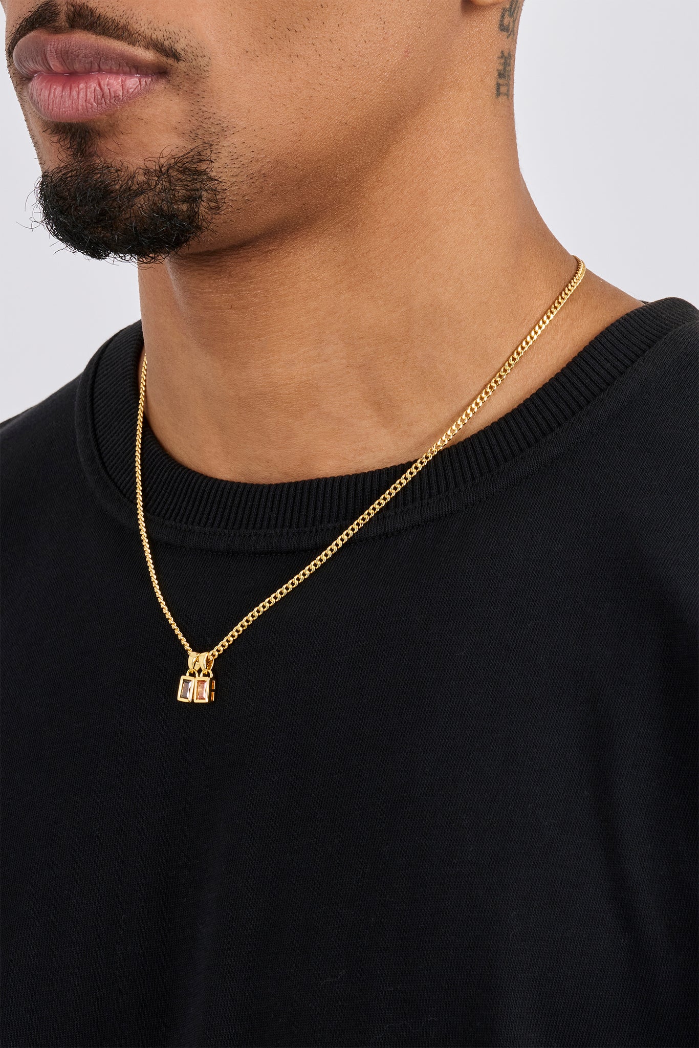 Iced Chocolate Double Pendant Necklace - 6mm - Gold - Image 3