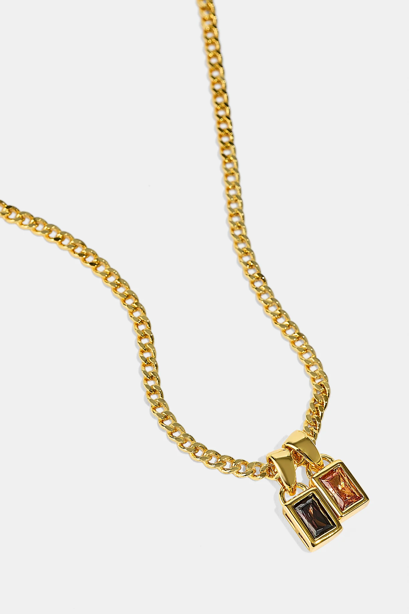 Iced Chocolate Double Pendant Necklace - 6mm - Gold - Image 4