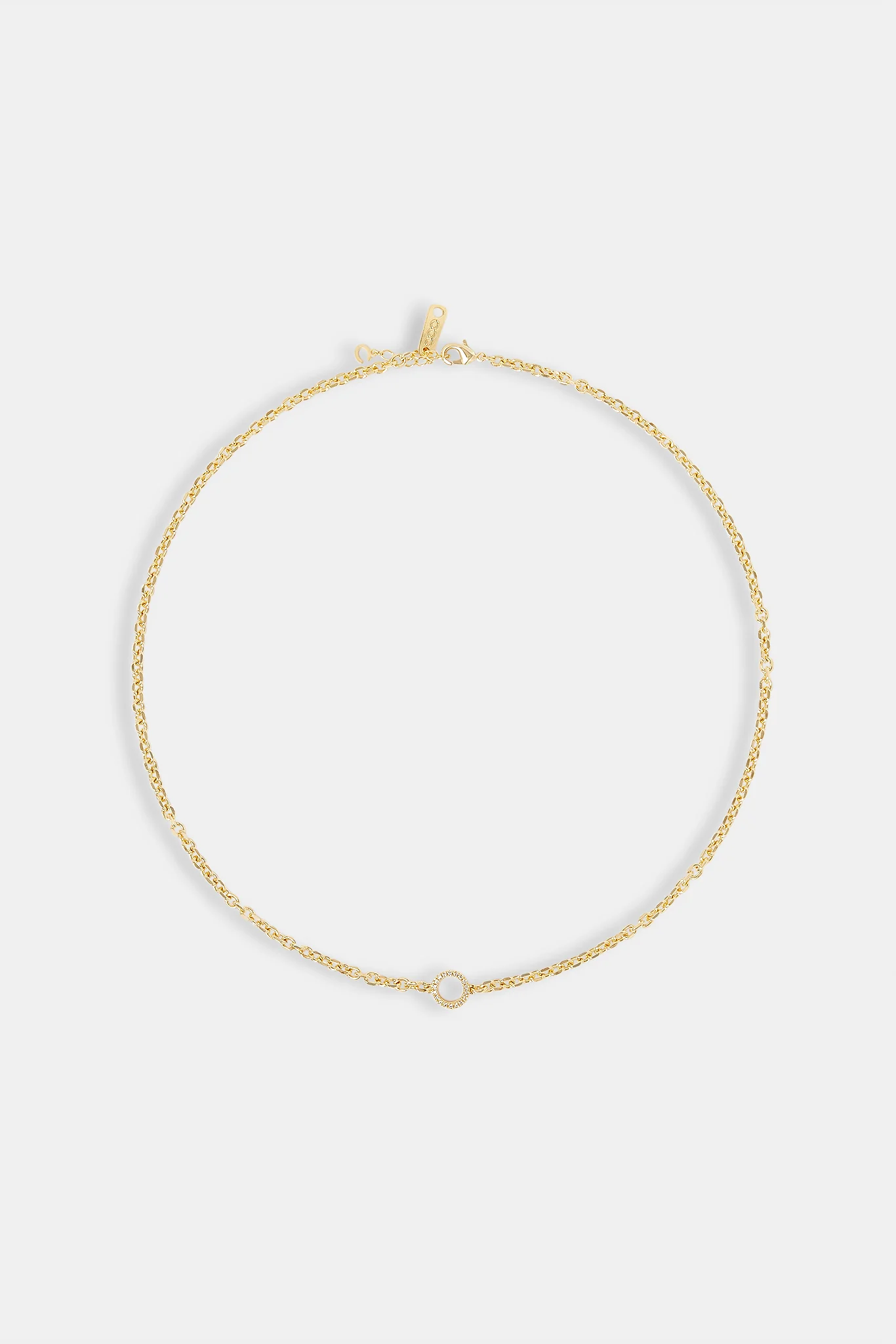 Iced Circle Outline Pendant Necklace - 10mm - Gold - Image 4