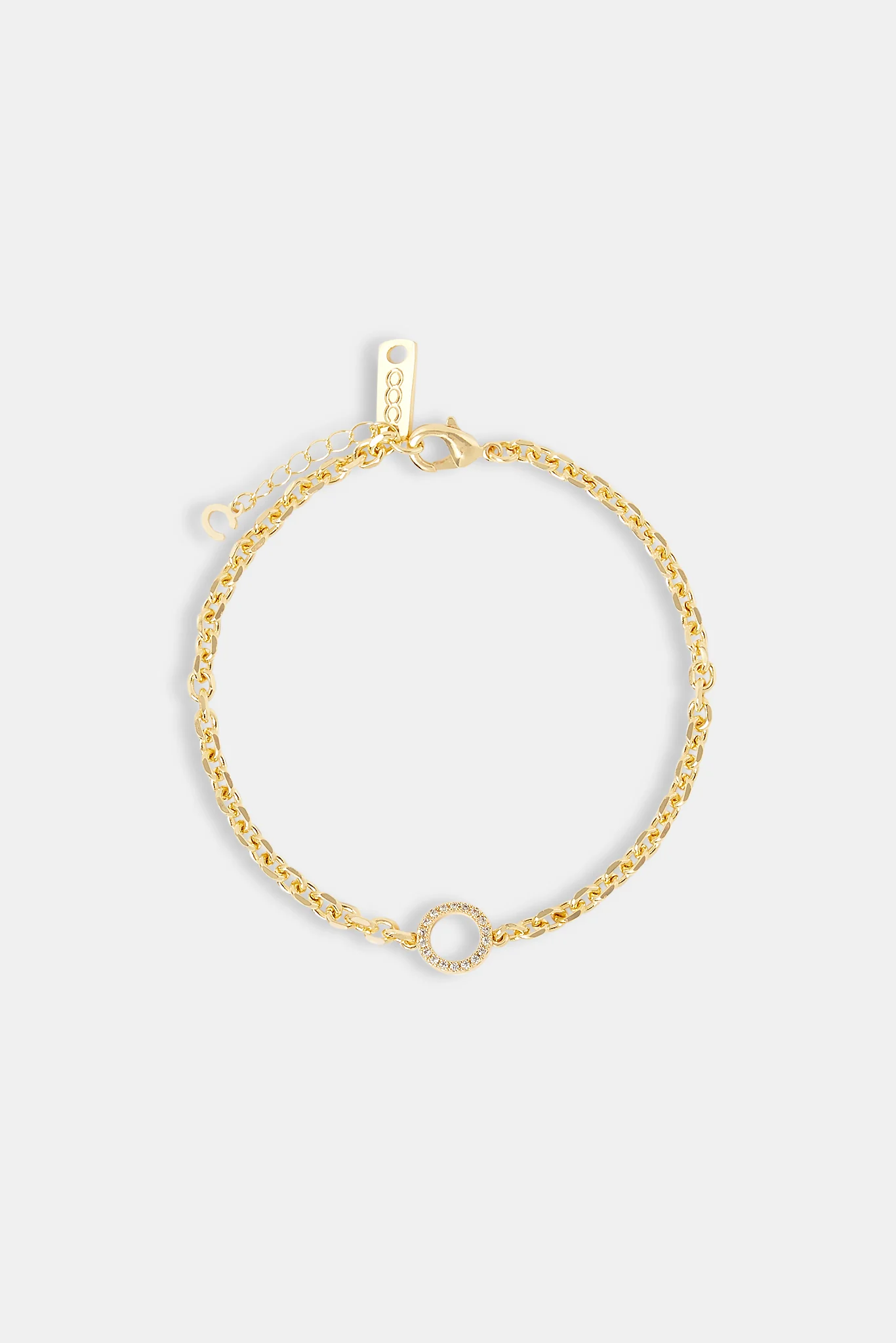 Iced Circle Outline Rolo Bracelet - 10mm - Gold - Image 2