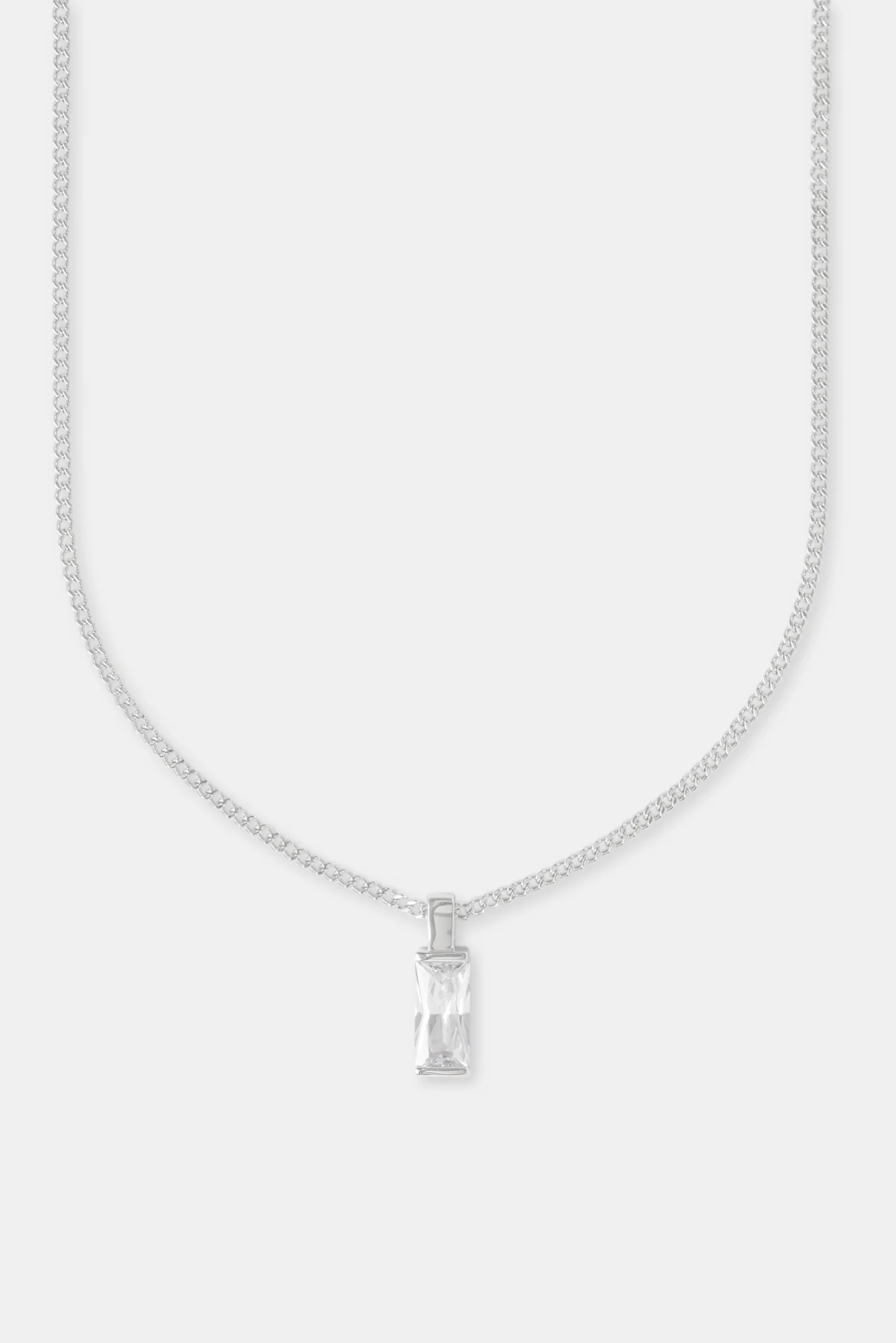 Iced Clear Baguette Pendant Cuban Necklace - 25mm - Image 2