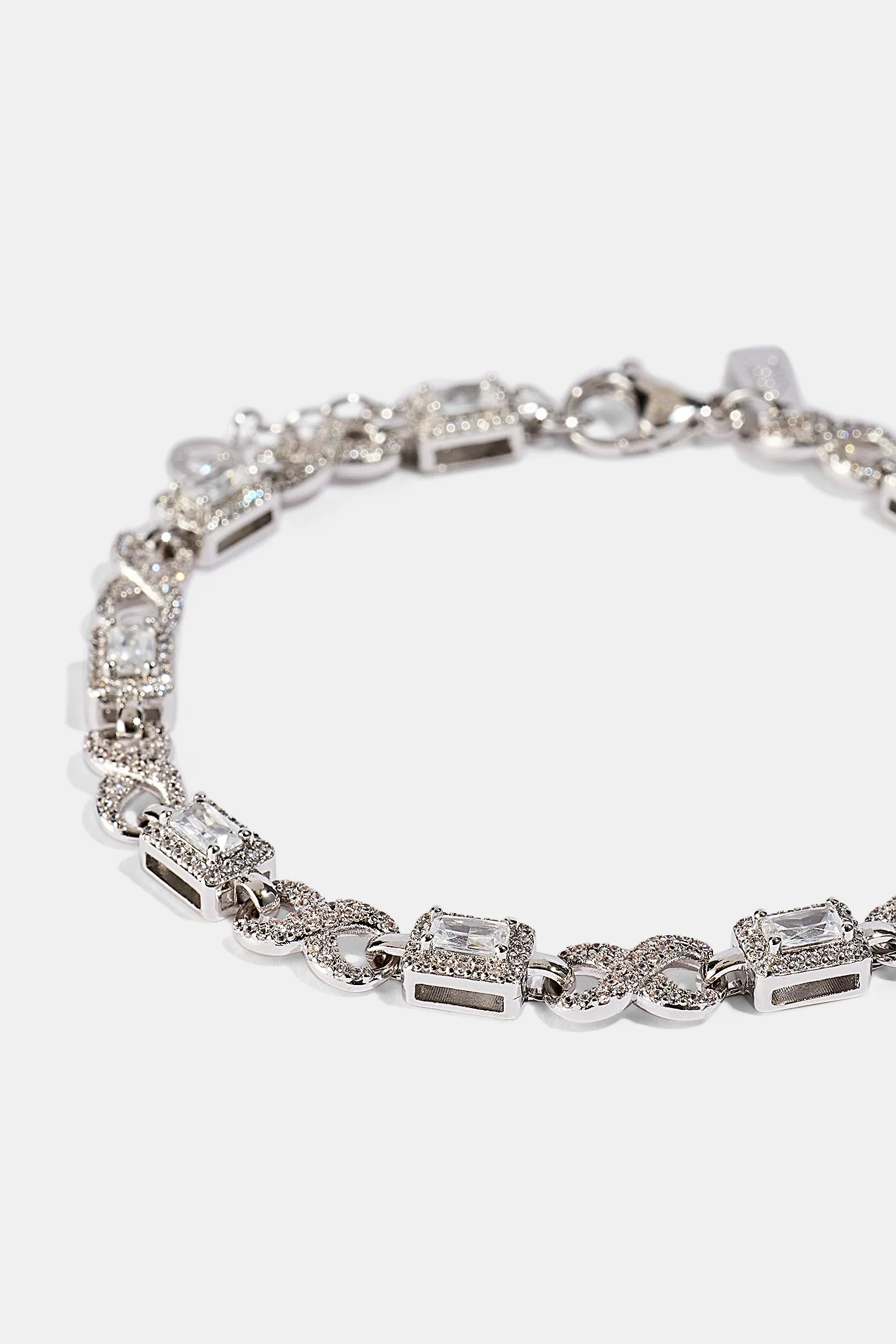 Iced Clear Baguette Stone Infinity Link Bracelet - 6mm - Image 3