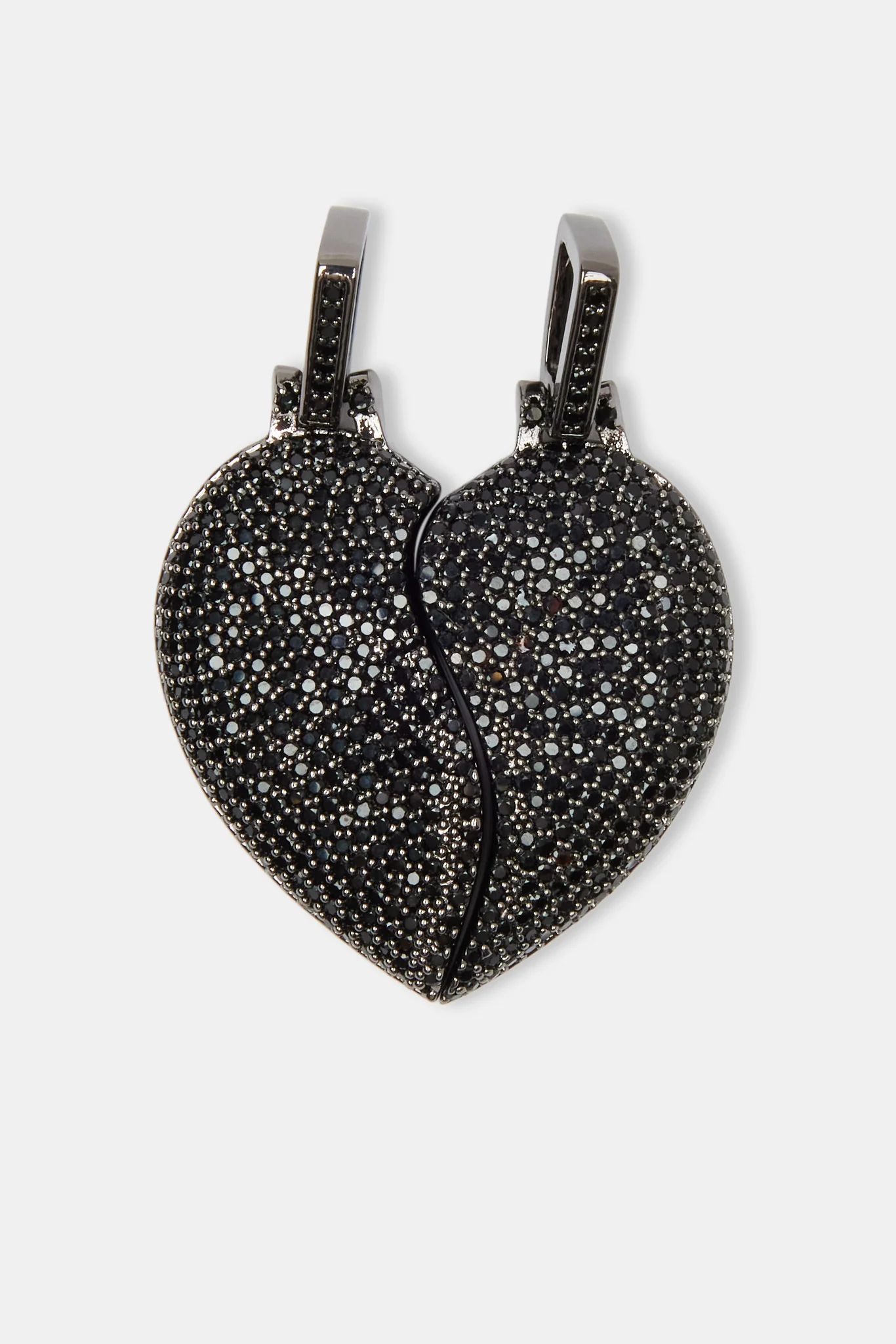 Iced Connecting Heart Pendant - Black - Image 2