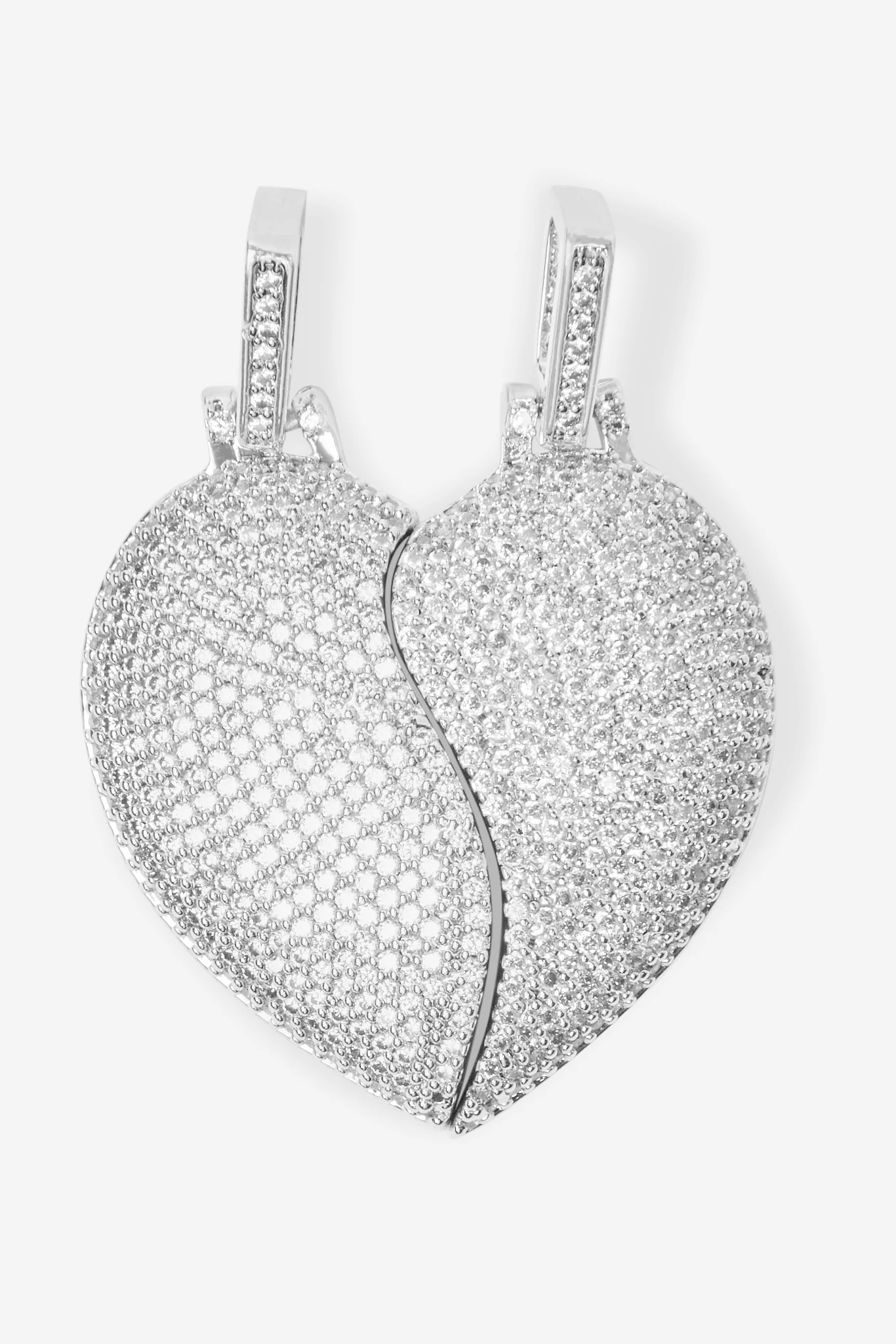 Iced Connecting Heart Pendant - Clear - Image 2