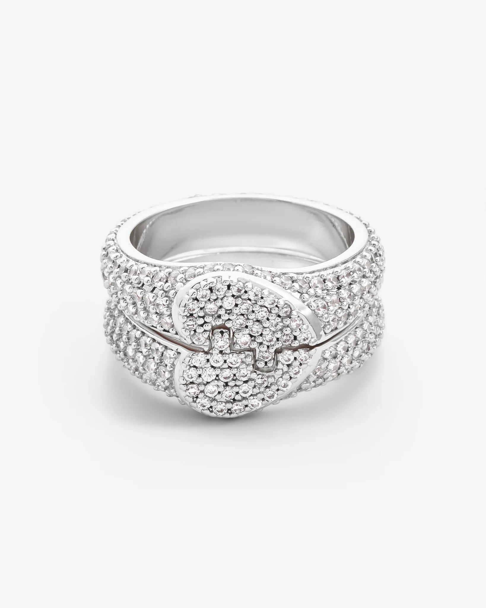 Iced Connecting Heart Ring