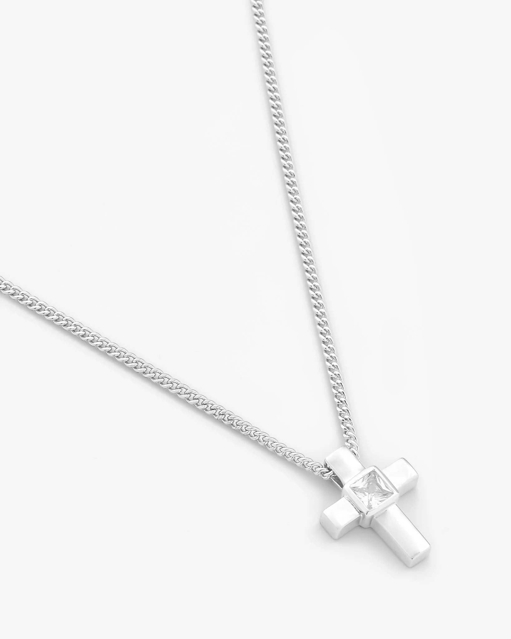 Iced Cross Box Chain Necklace - Image 3