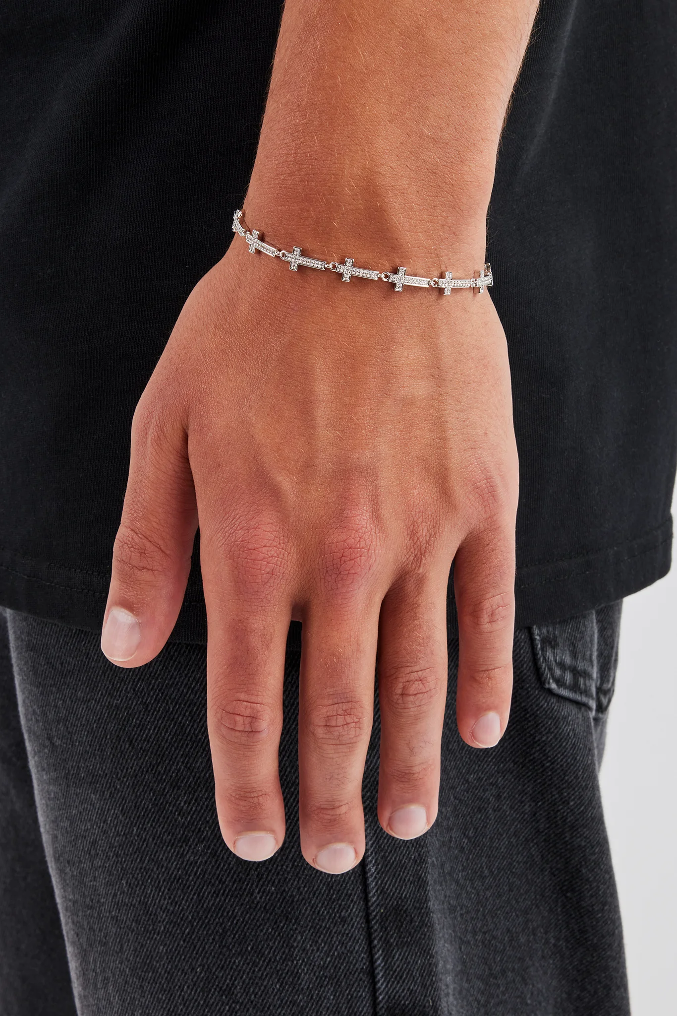 Iced Cross Connecting Bracelet - 6mm