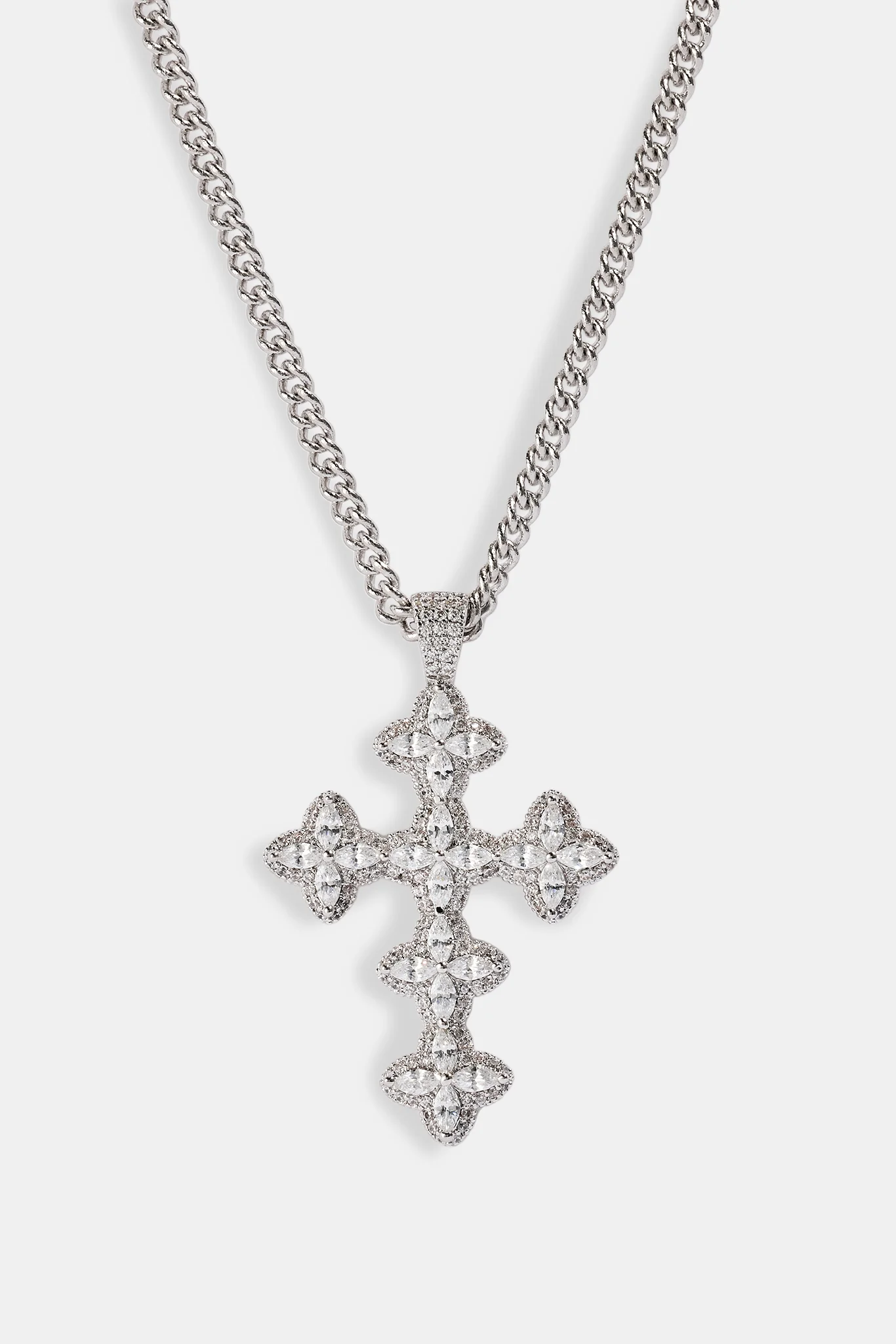 Iced Cross Motif Cuban Necklace - 3mm - Image 4